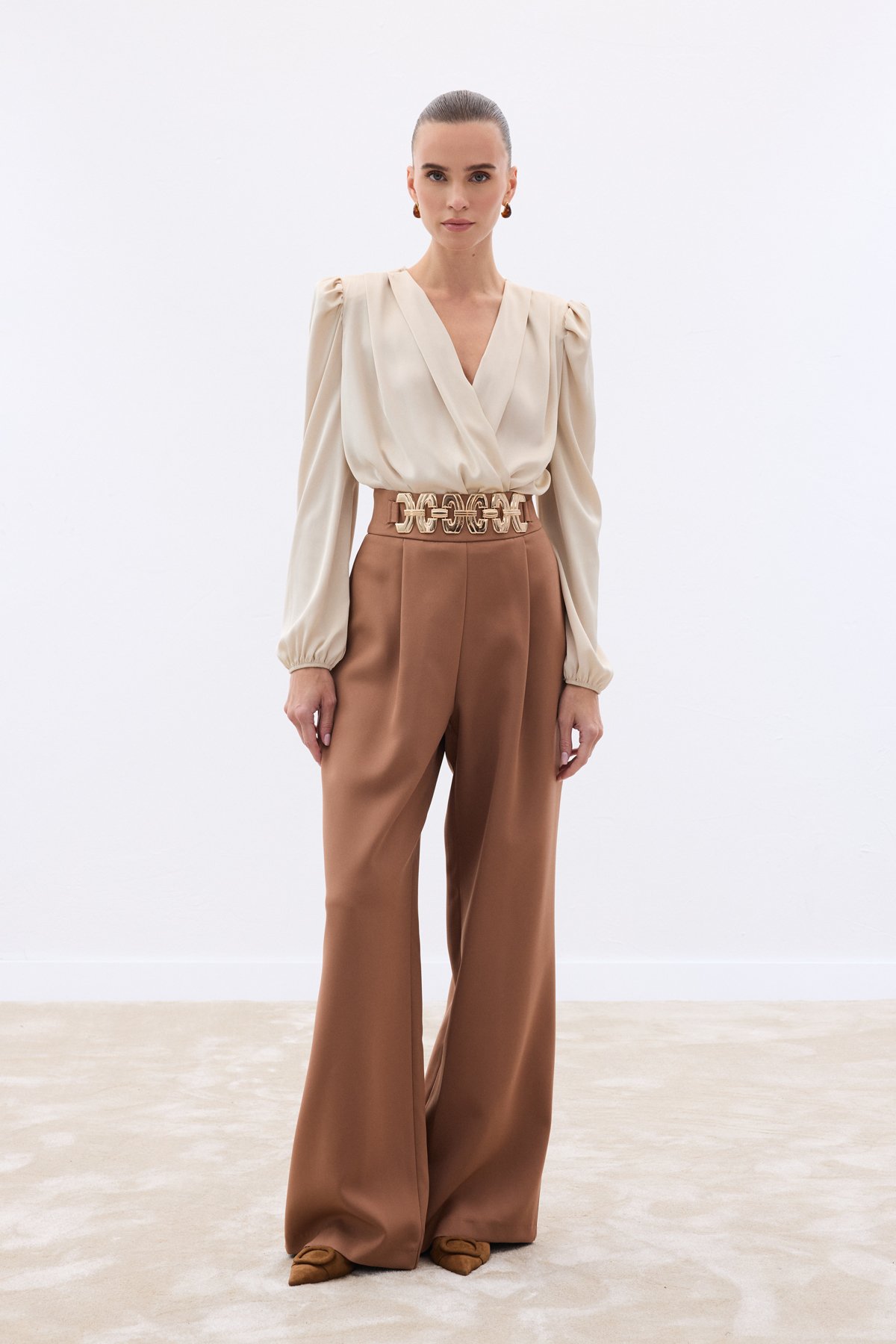 Kemerli Salaş Pantolon - Camel