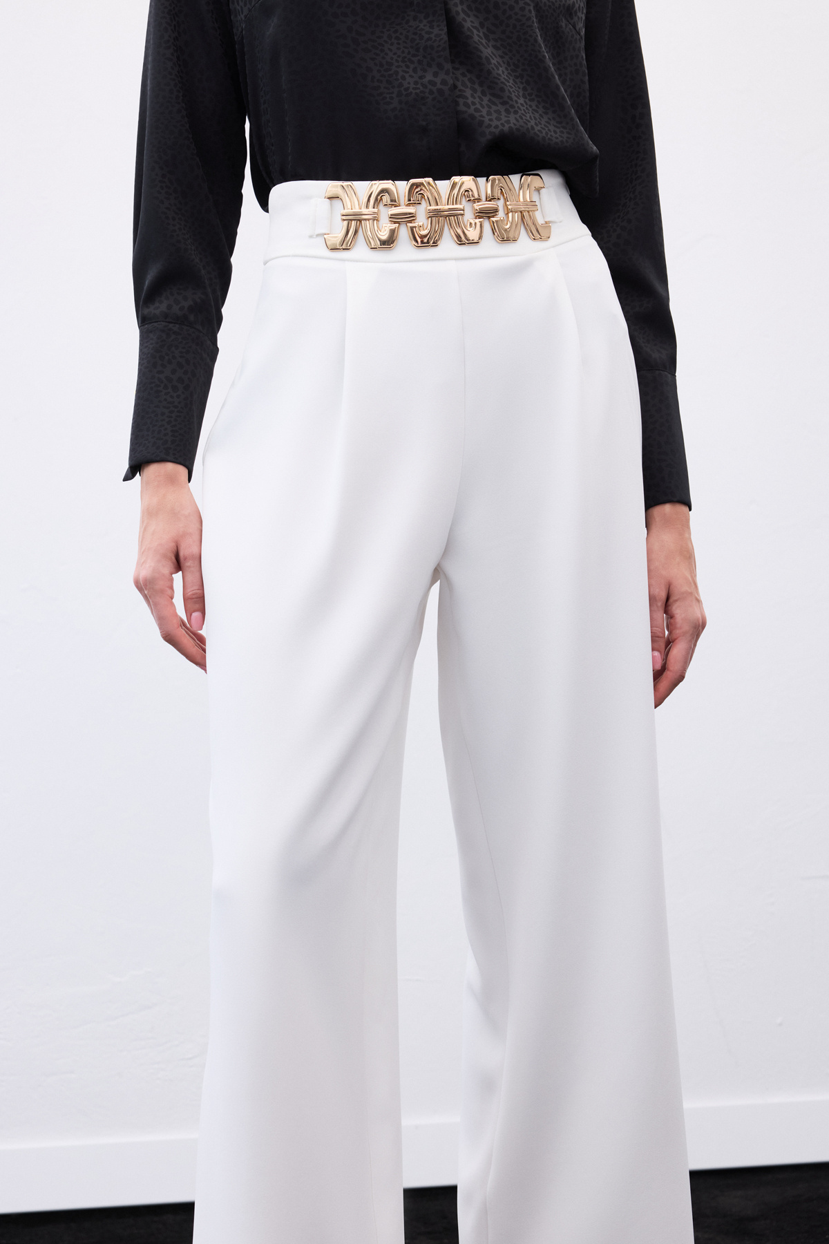 Kemerli Salaş Pantolon - Ekru