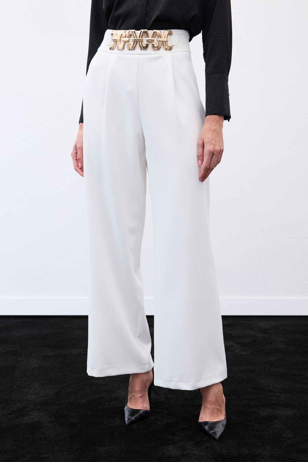 Kemerli Salaş Pantolon - Ekru