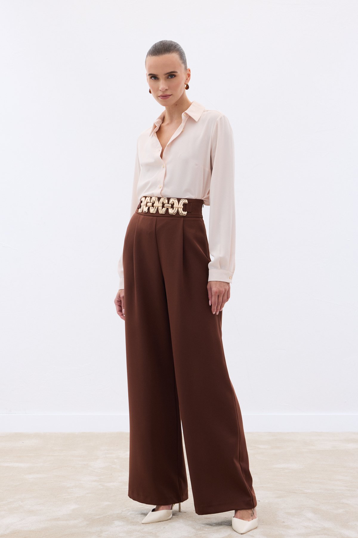 Kemerli Salaş Pantolon - Kahve