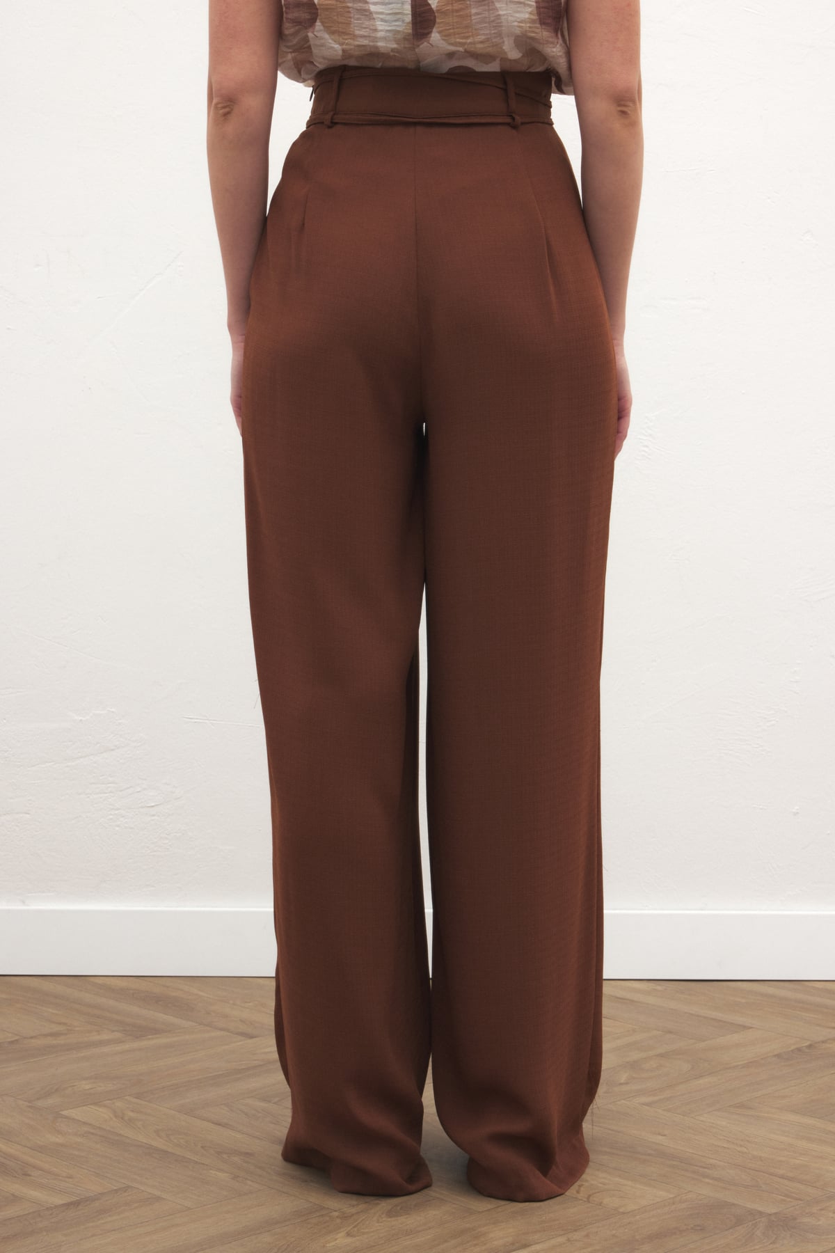 Belted Casual Trousers - Brown