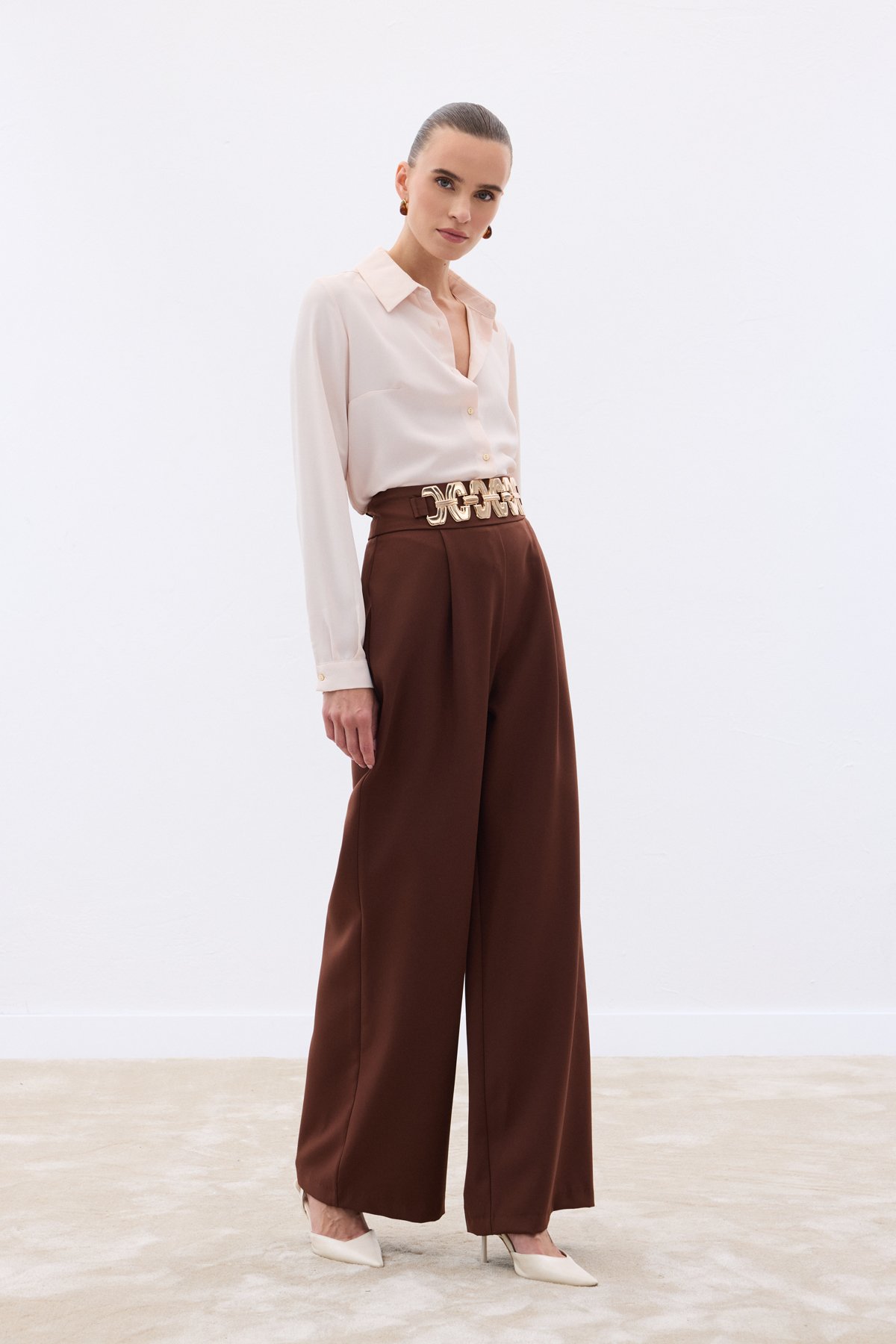 Kemerli Salaş Pantolon - Kahve