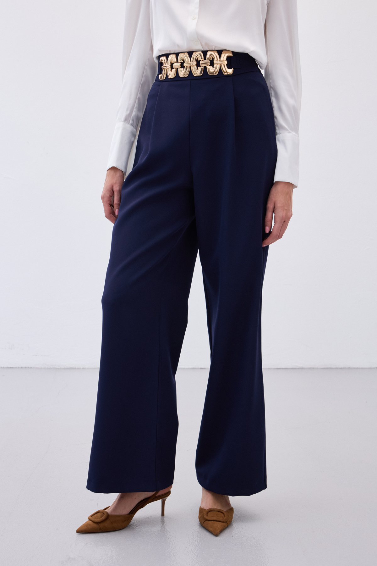 Kemerli Salaş Pantolon - Lacivert