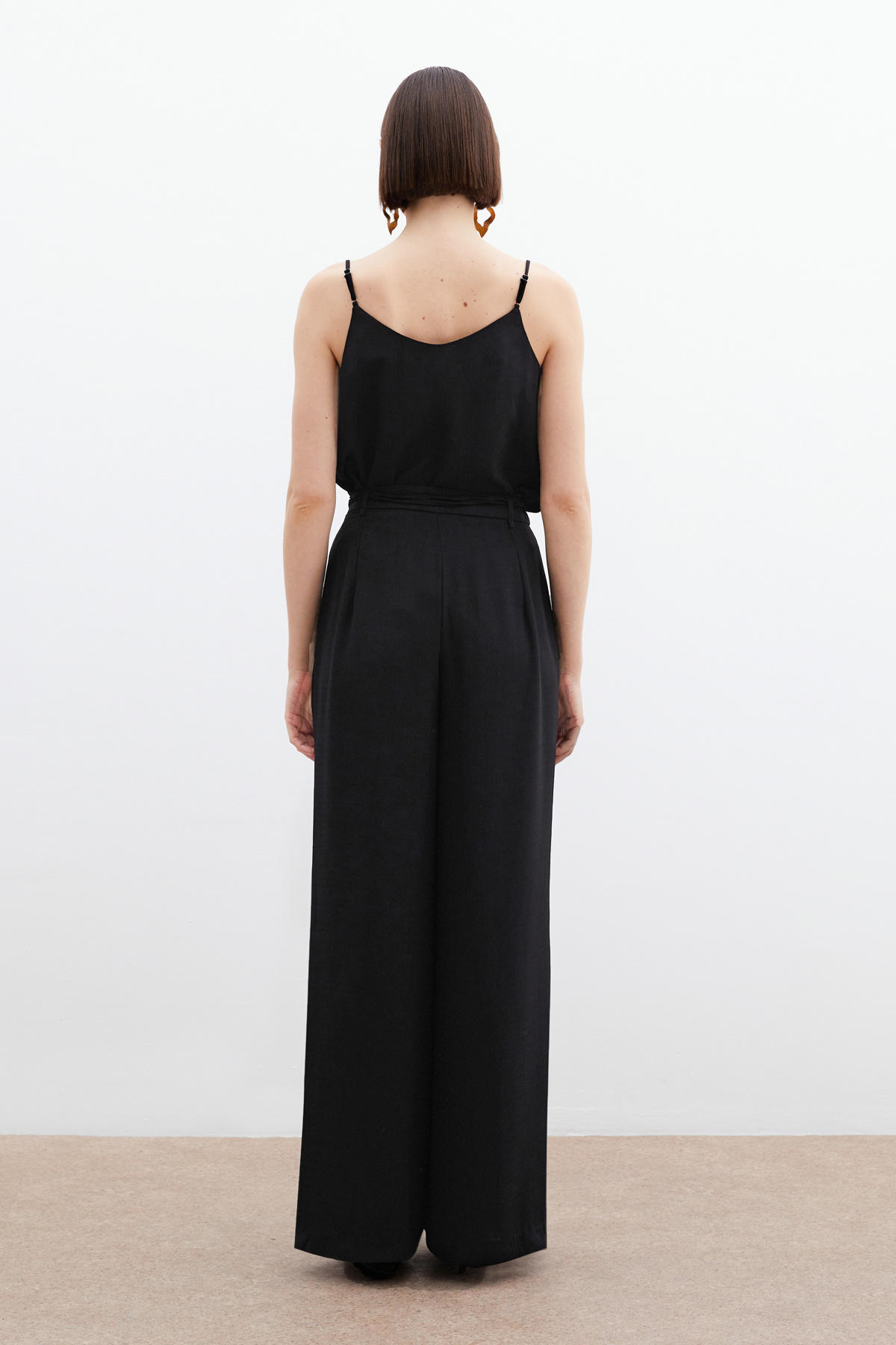 Kemerli Salaş Pantolon - Siyah