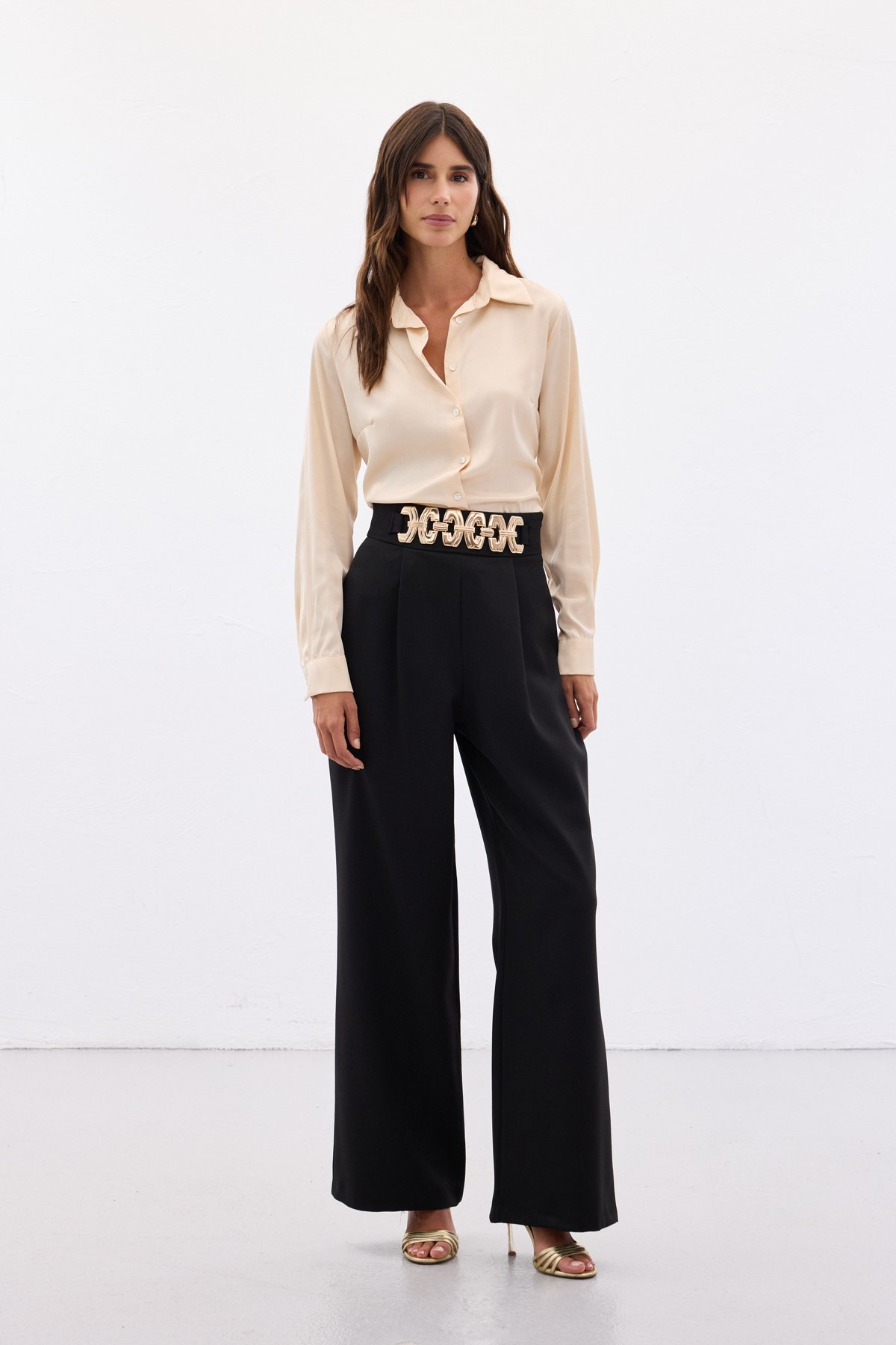 Kemerli Salaş Pantolon - Siyah