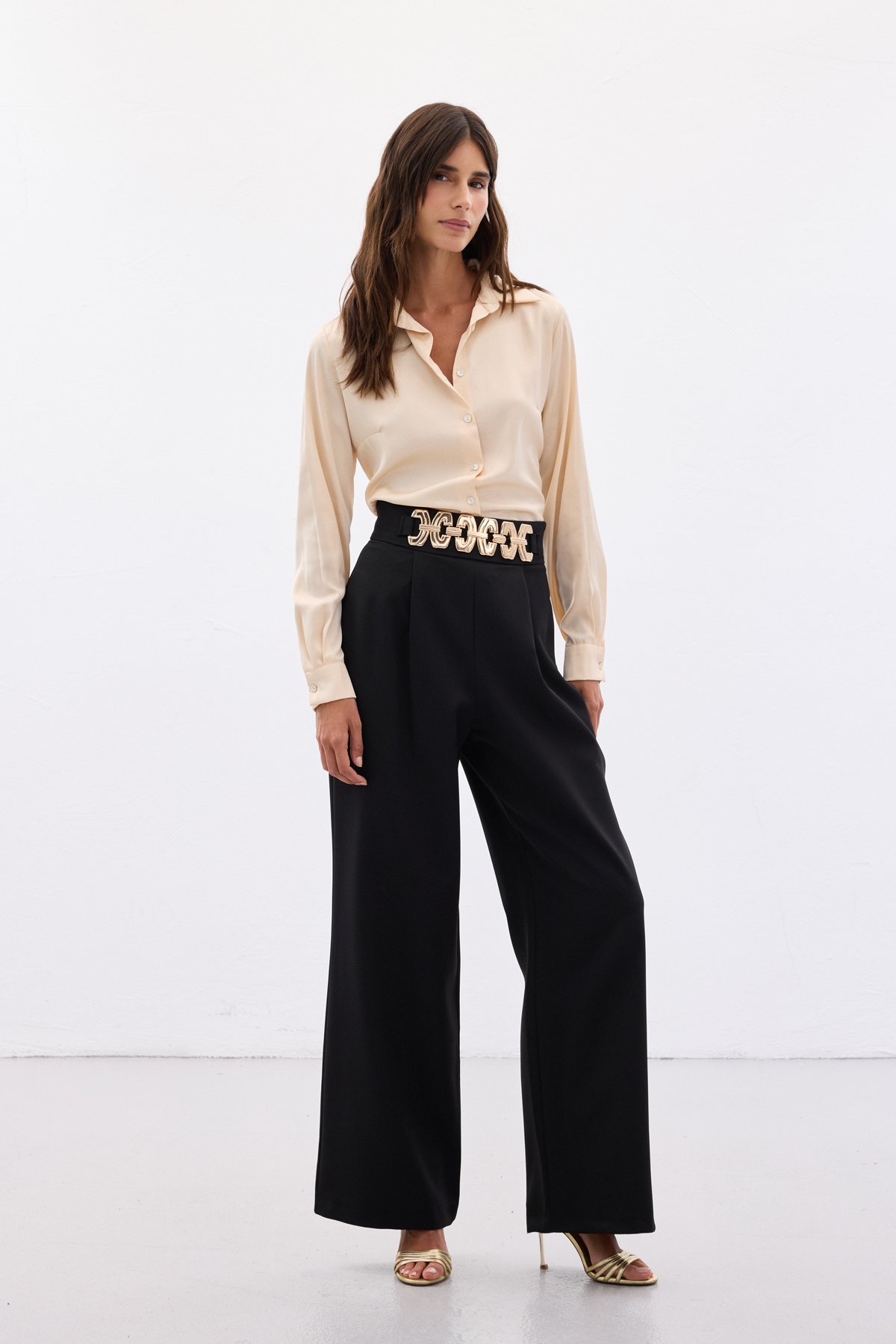 Kemerli Salaş Pantolon - Siyah