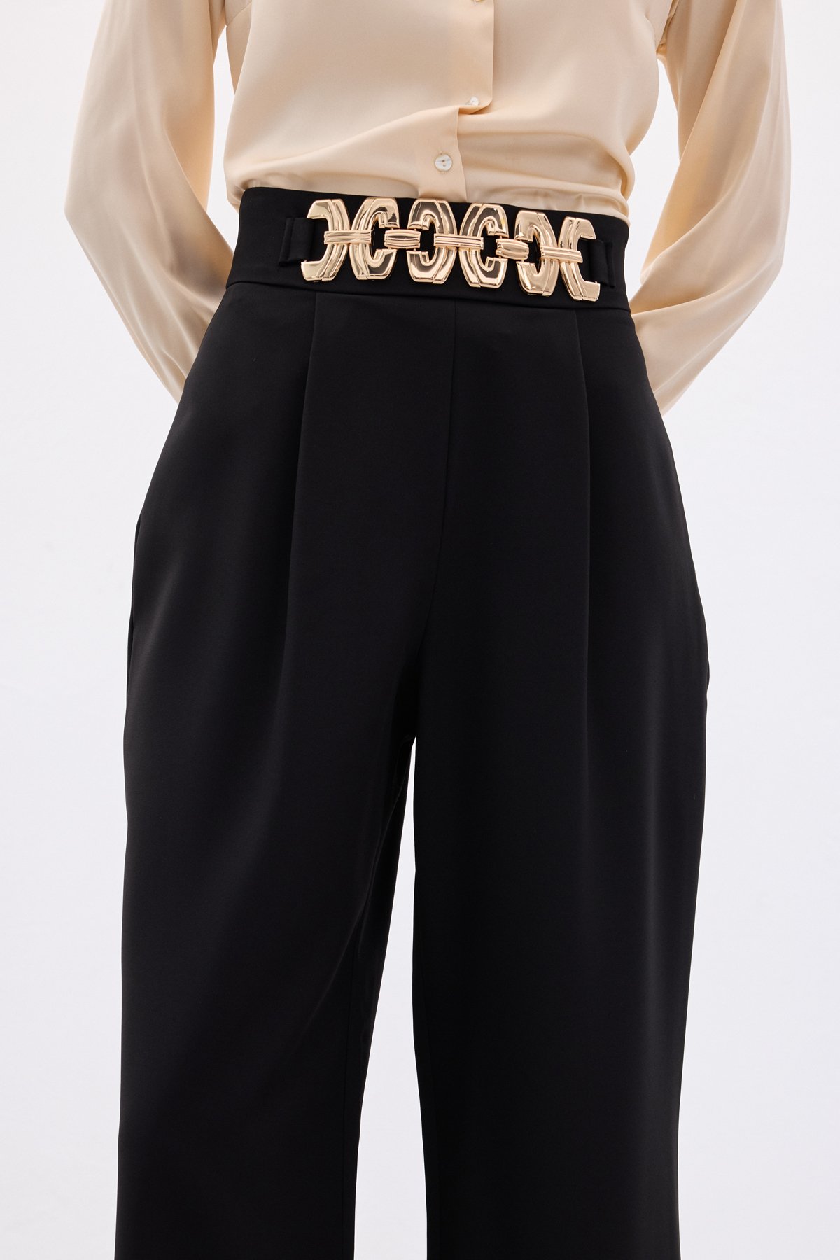 Kemerli Salaş Pantolon - Siyah