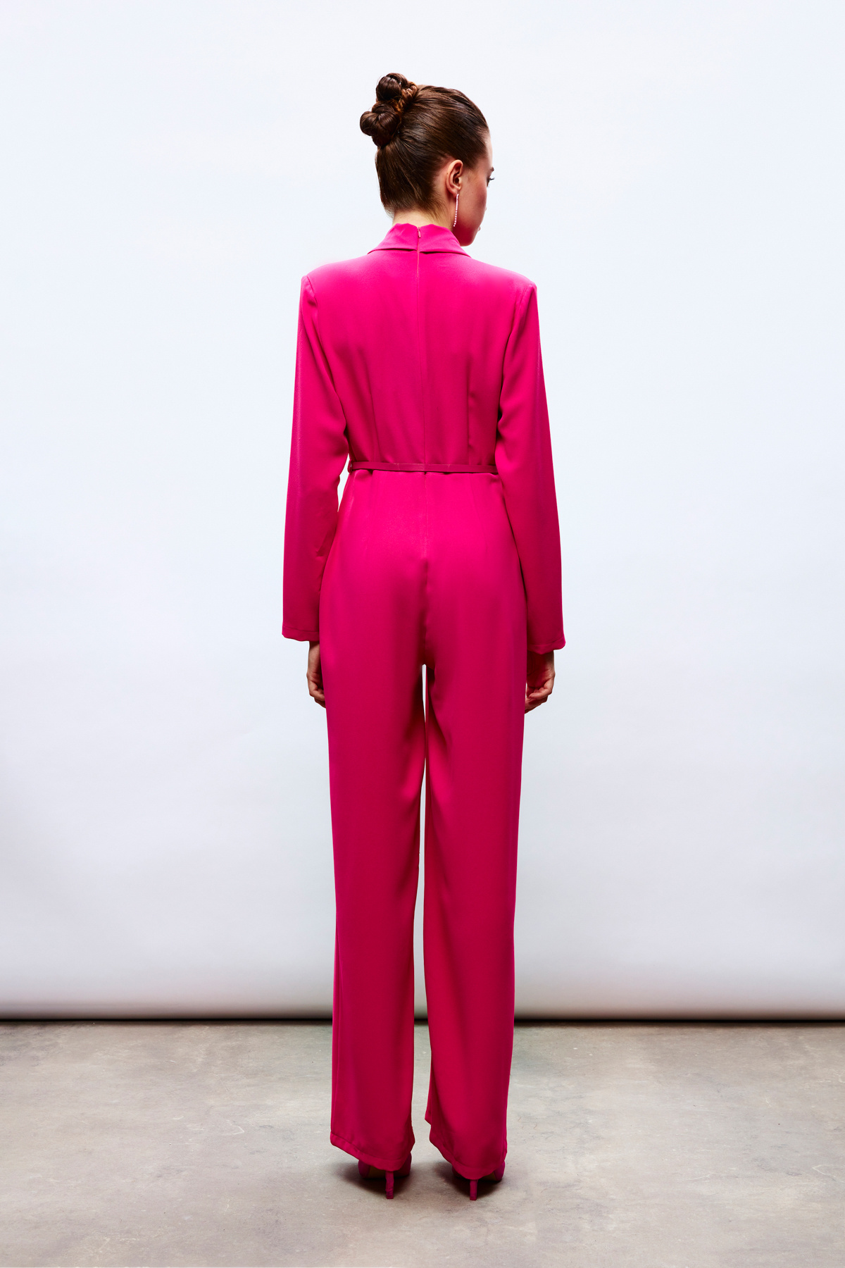 Belted Loose Rompers - FuchsIa