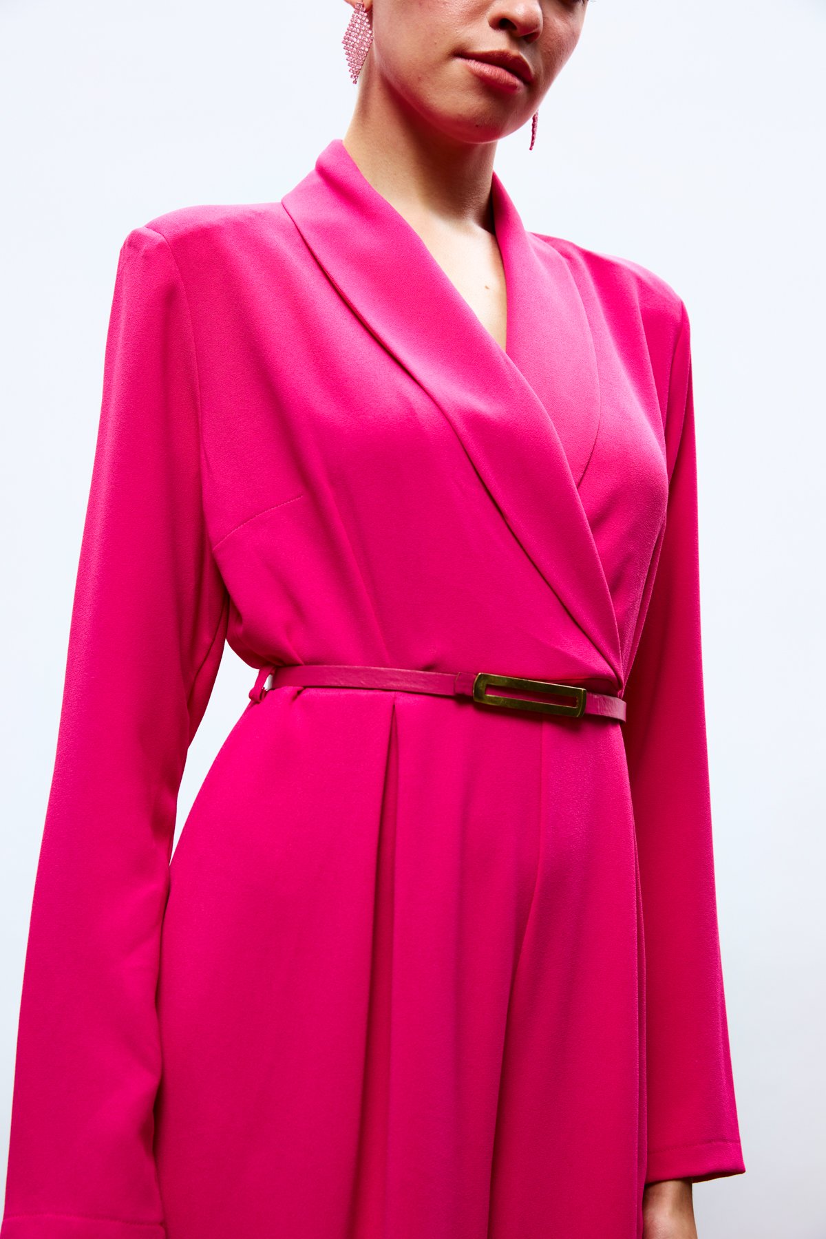 Belted Loose Rompers - FuchsIa