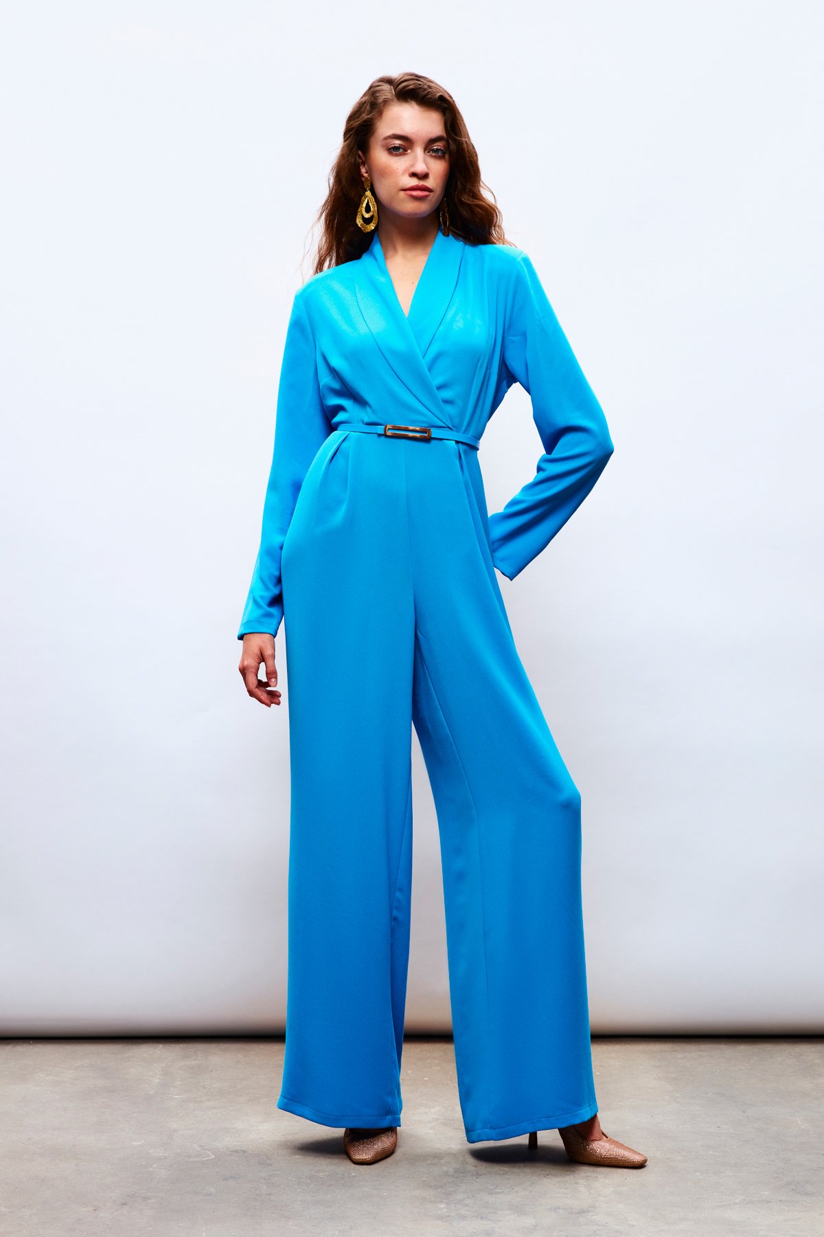 Belted Loose Rompers - BLUES