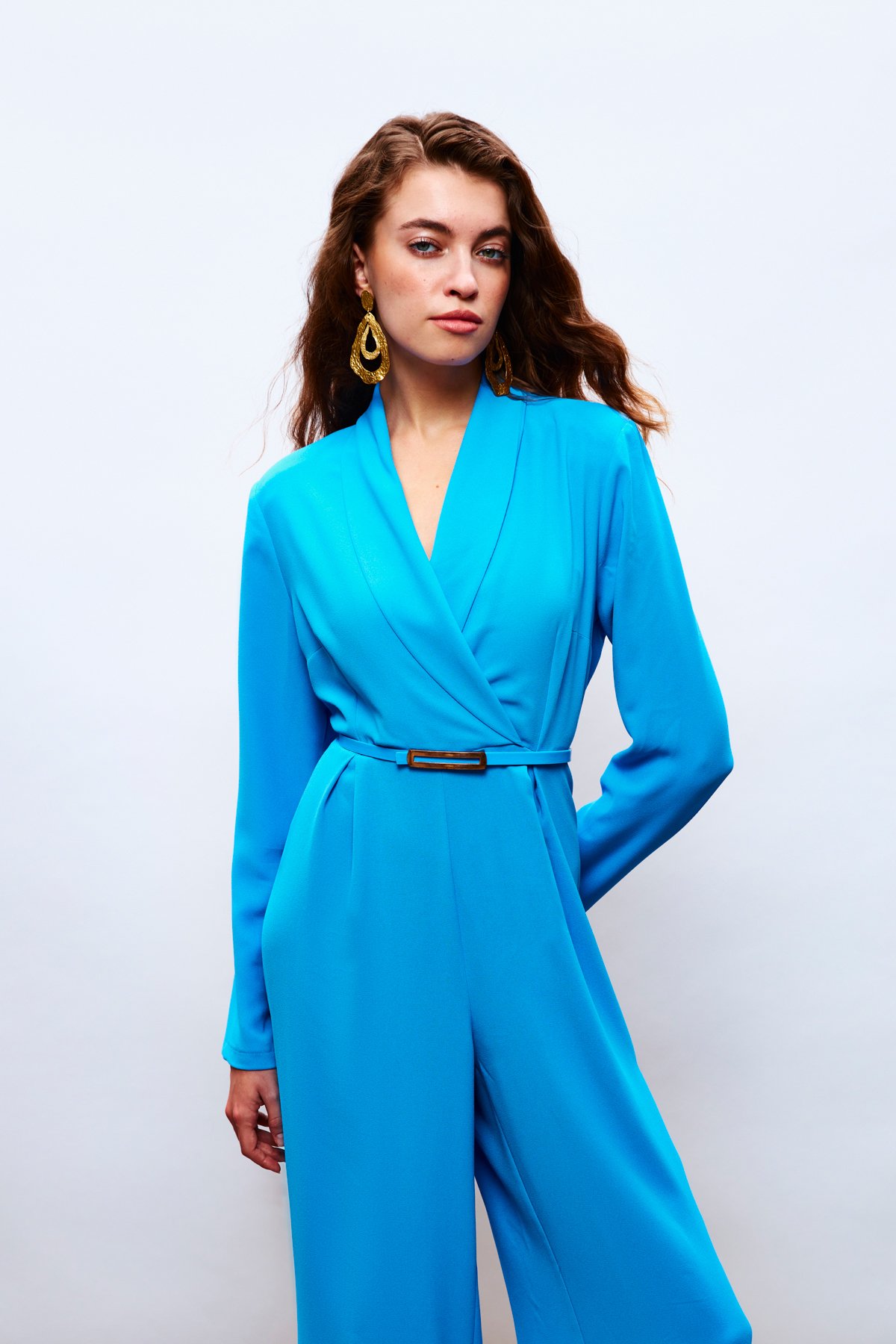 Belted Loose Rompers - BLUES