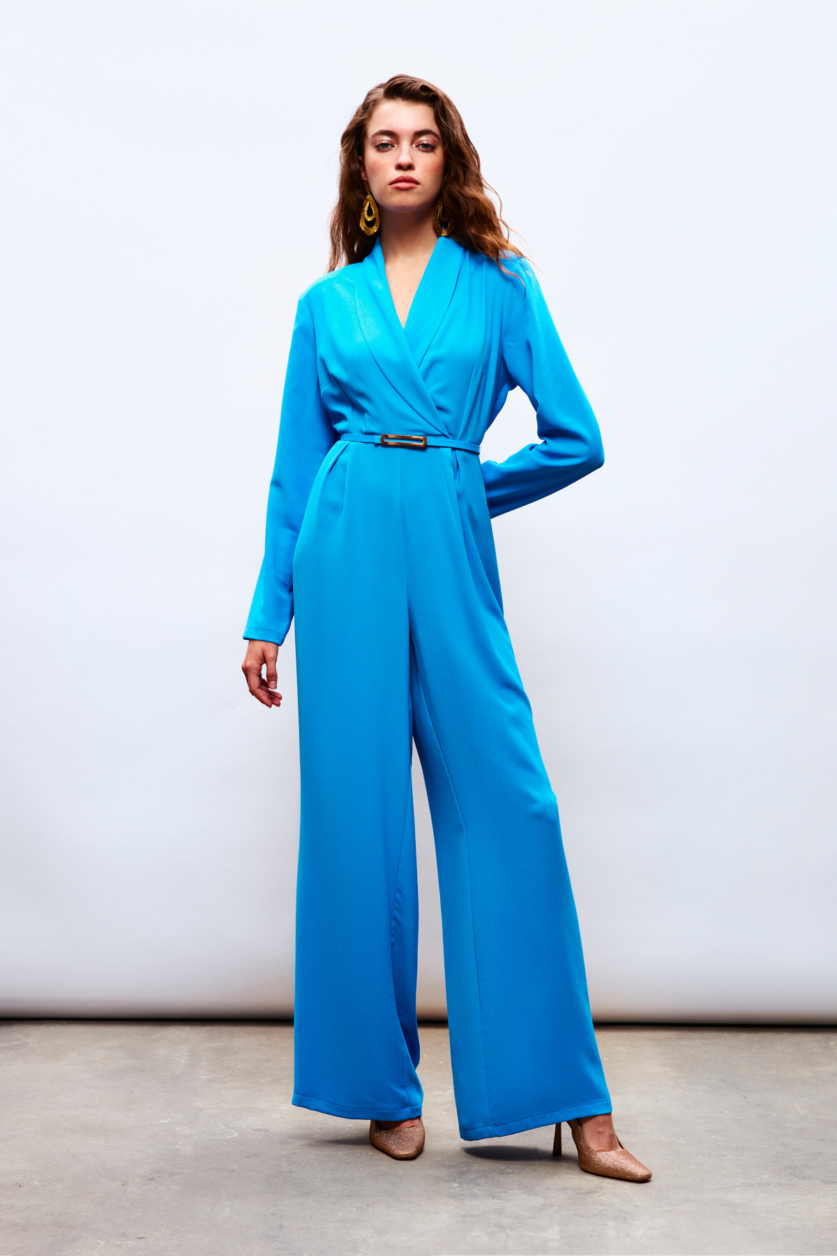Belted Loose Rompers - BLUES