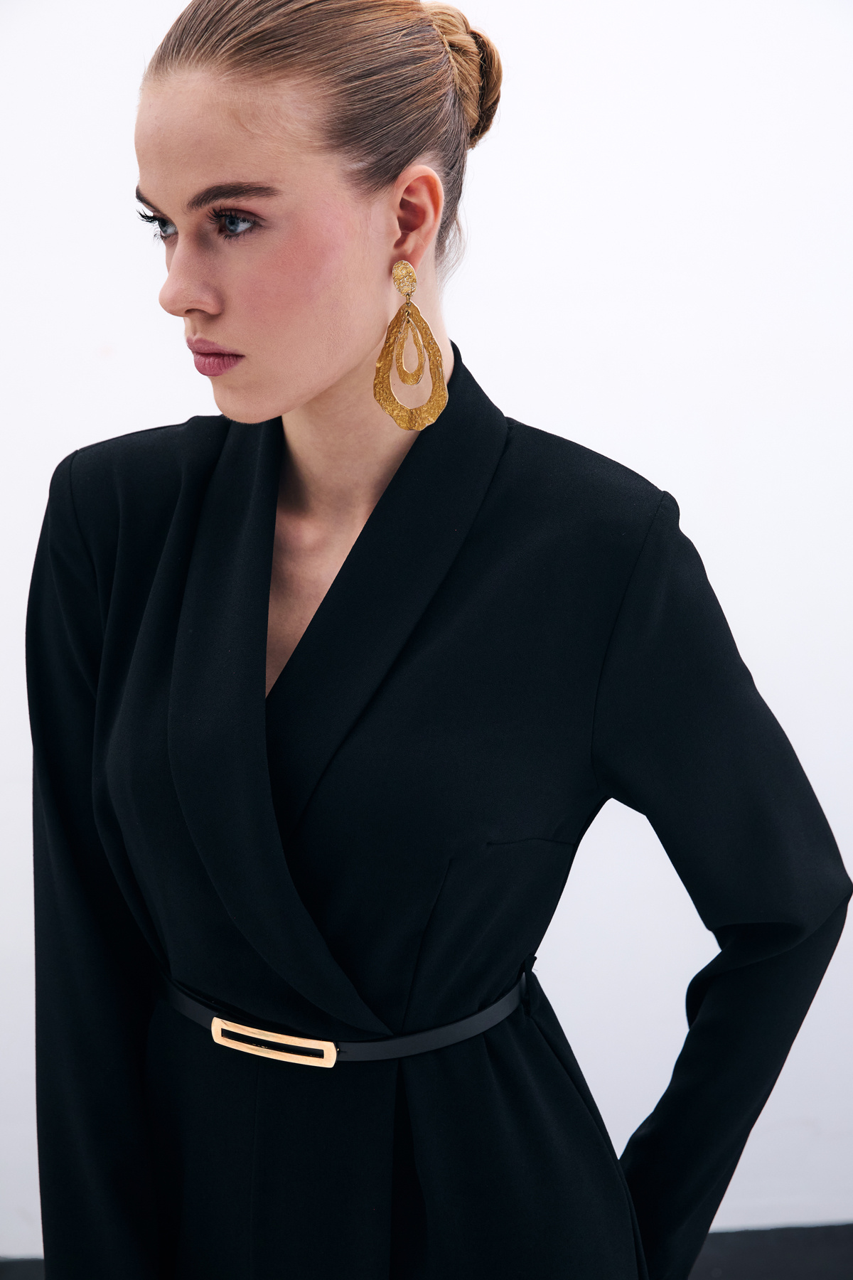 Belted Loose Rompers - Black