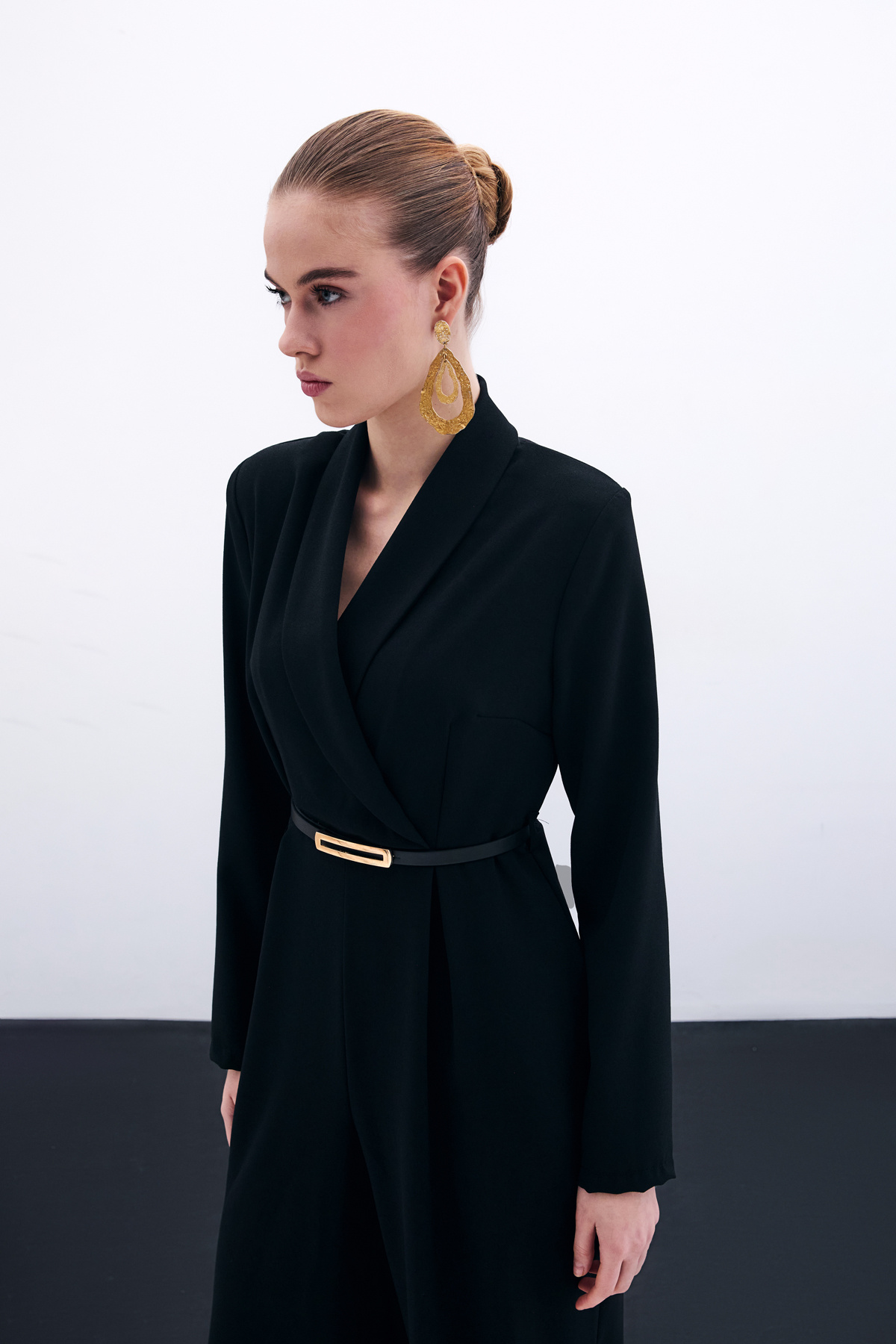 Belted Loose Rompers - Black