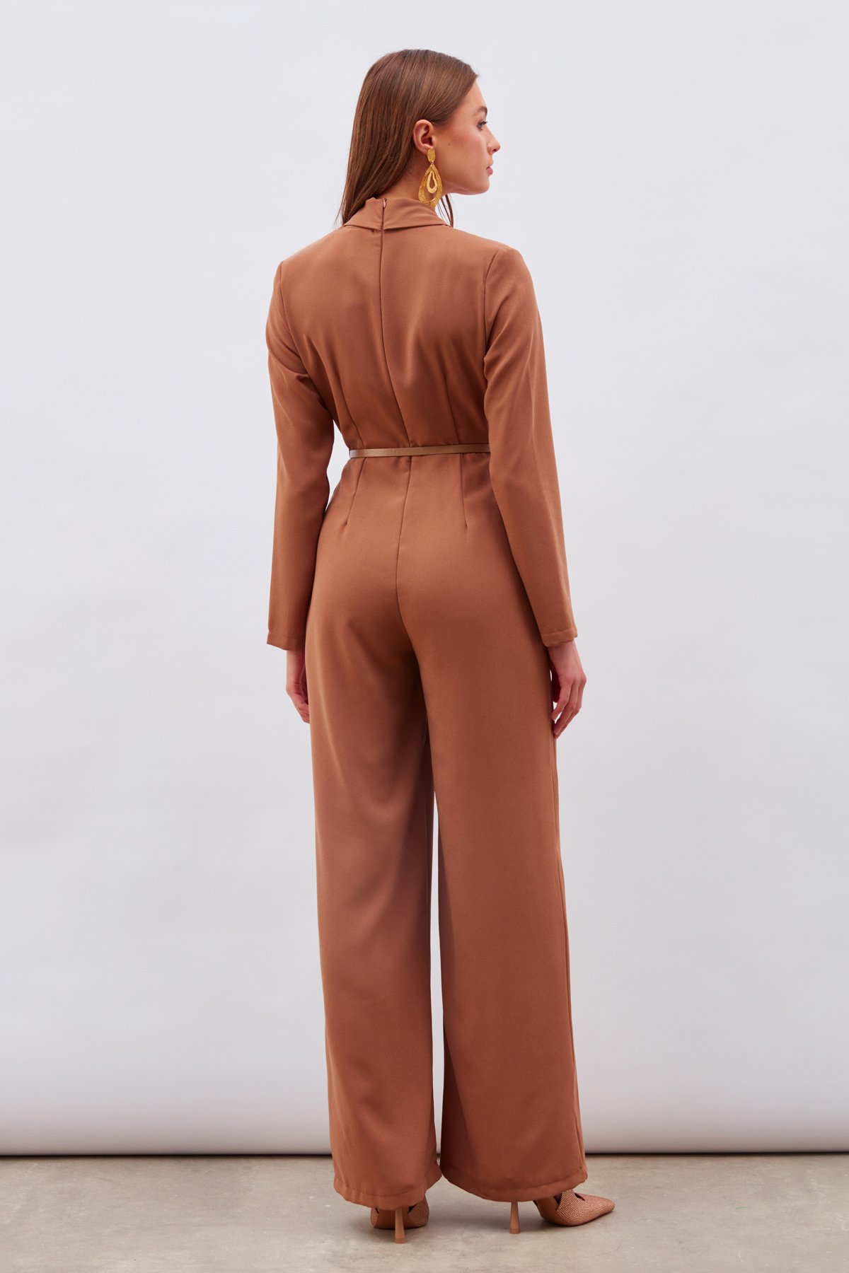Belted Loose Rompers - MINK
