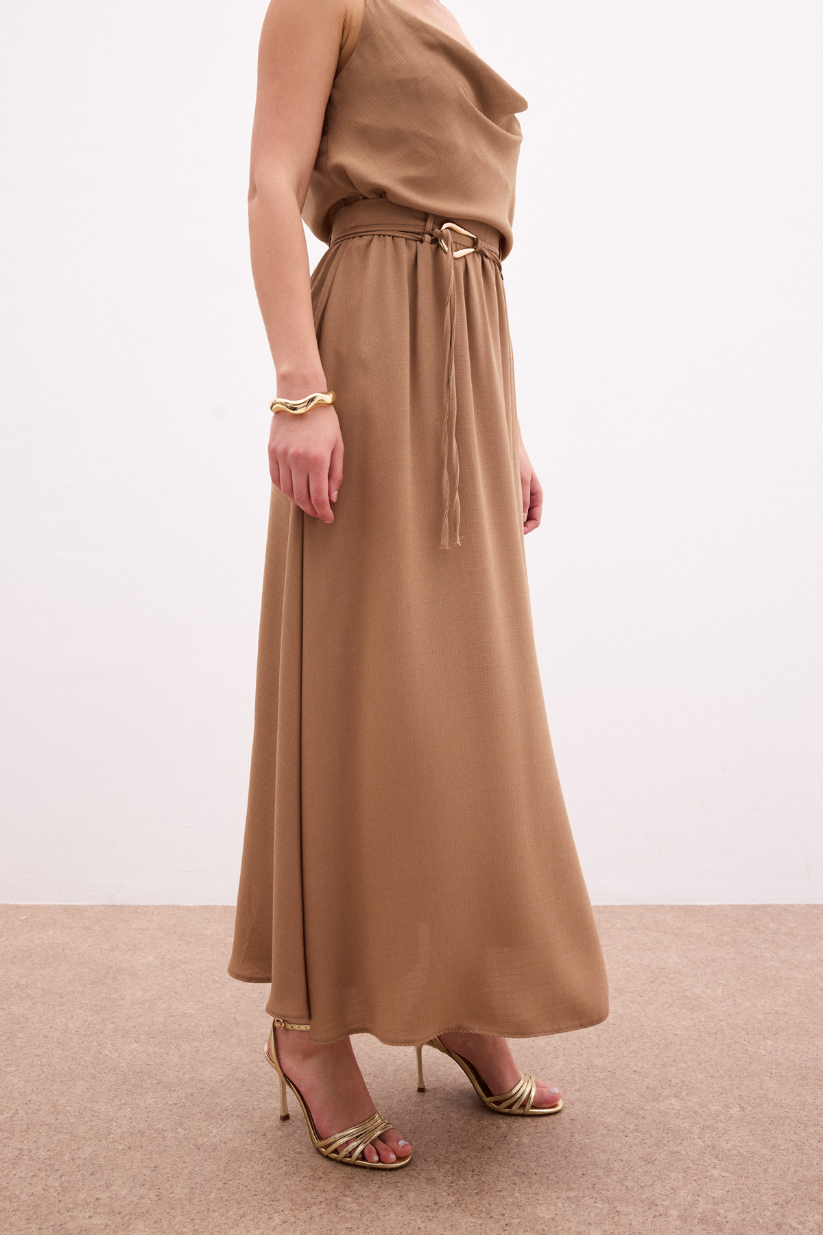 Kemerli Uzun Etek - Vizon