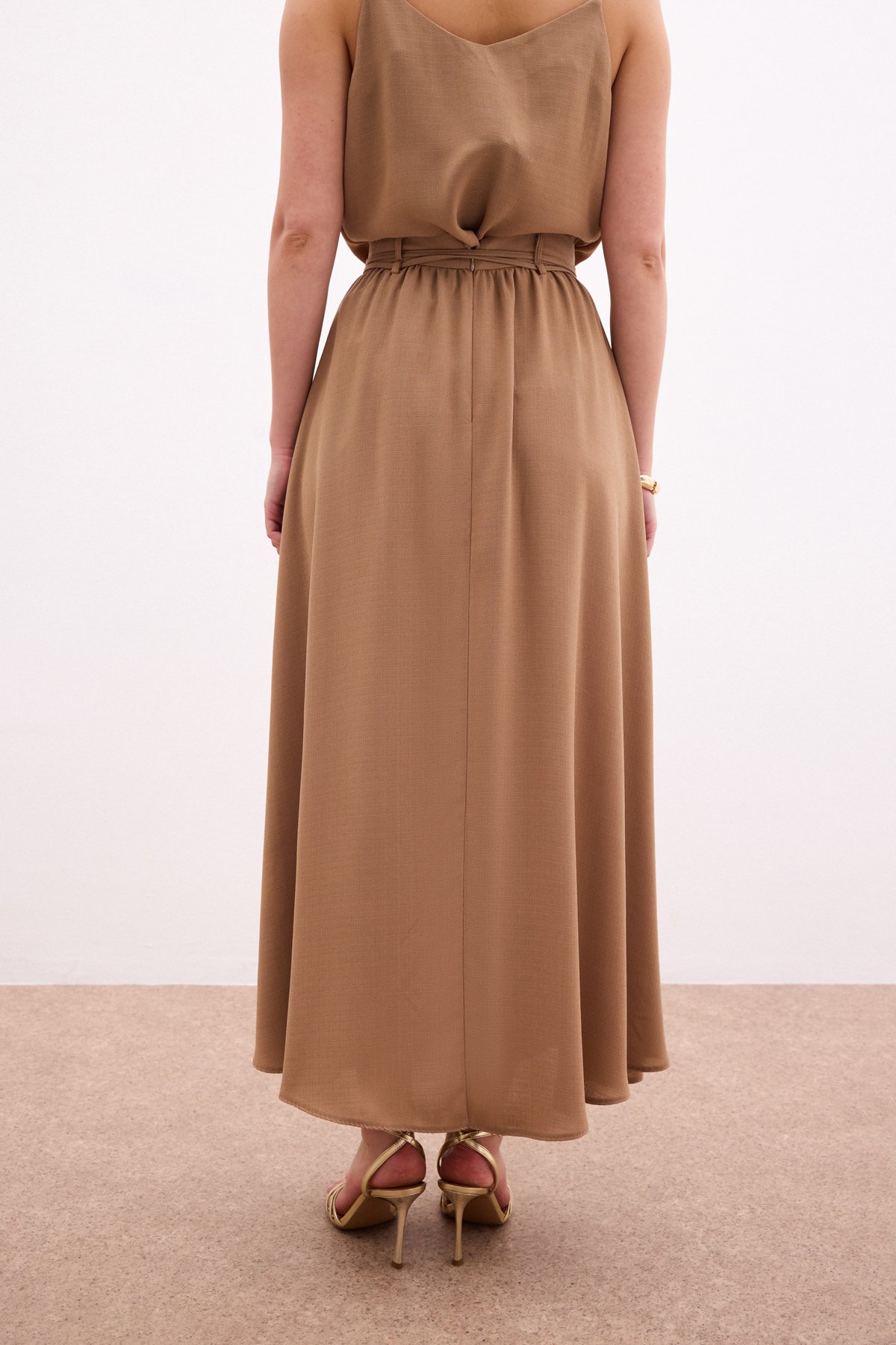 Kemerli Uzun Etek - Vizon