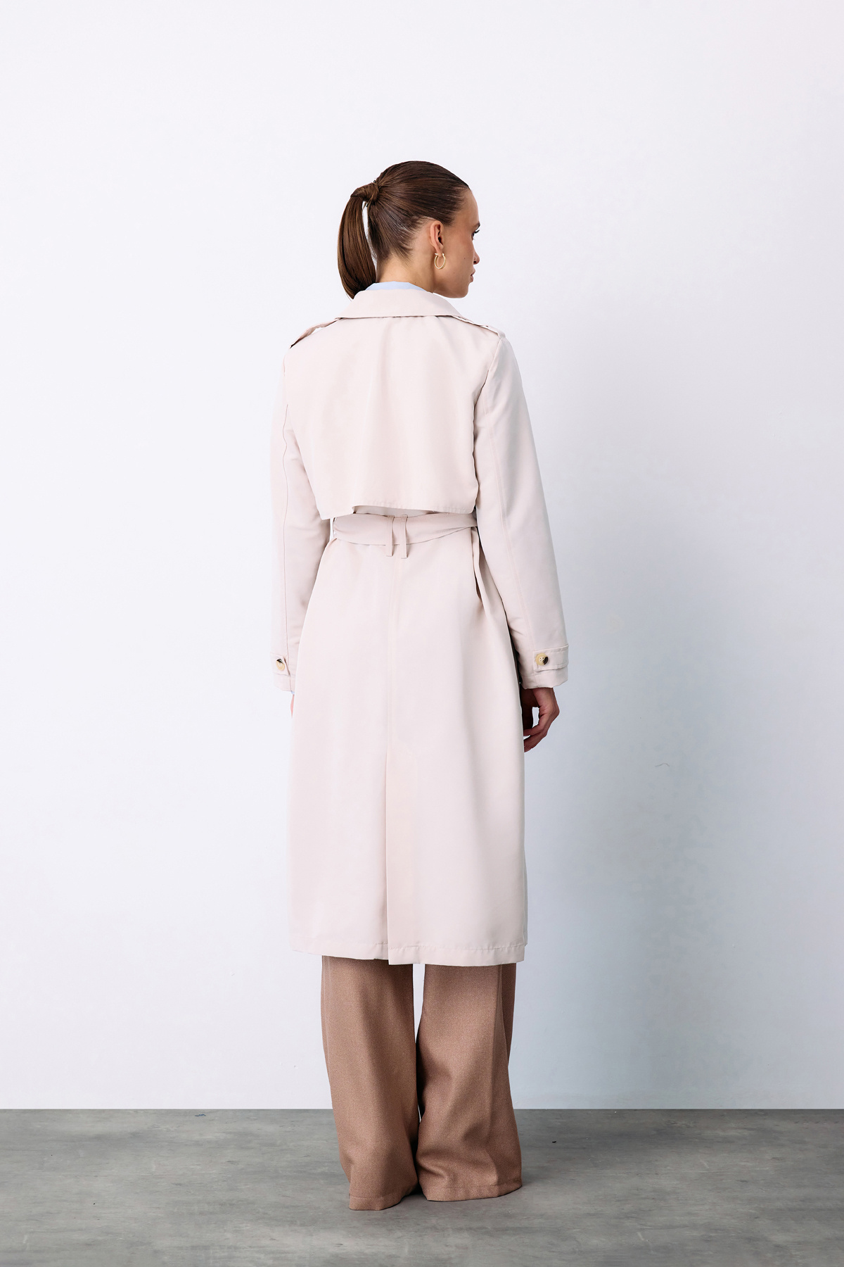 Kemerli Uzun Trençkot - TAŞ