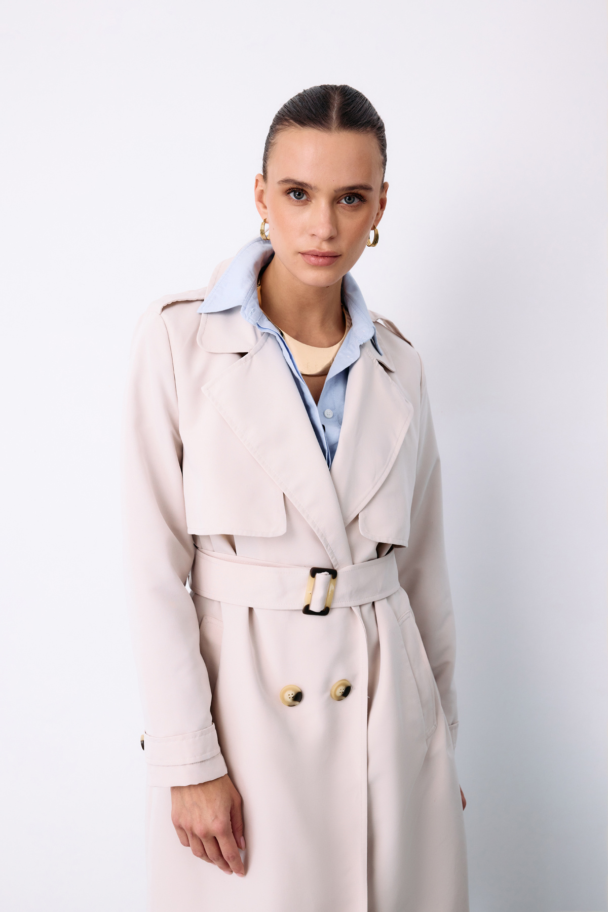 Kemerli Uzun Trençkot - TAŞ