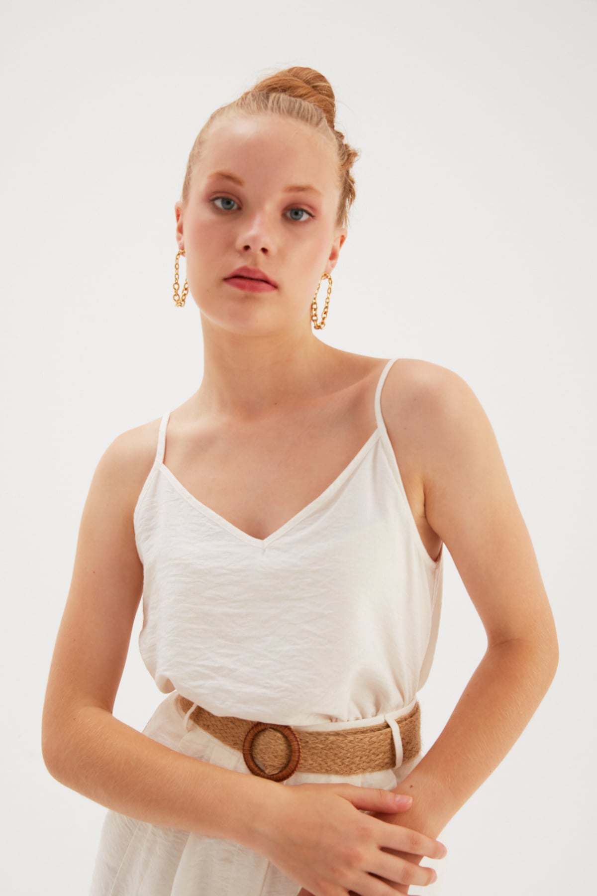 Linen Strap Blouse - ECRU