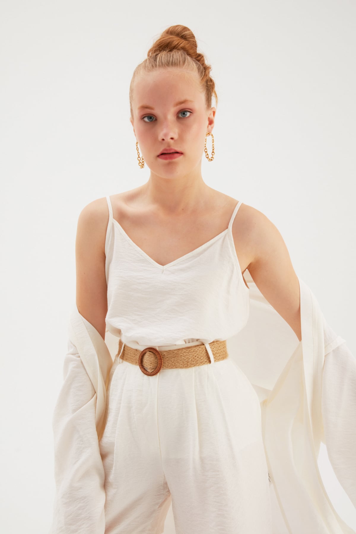 Linen Strap Blouse - ECRU