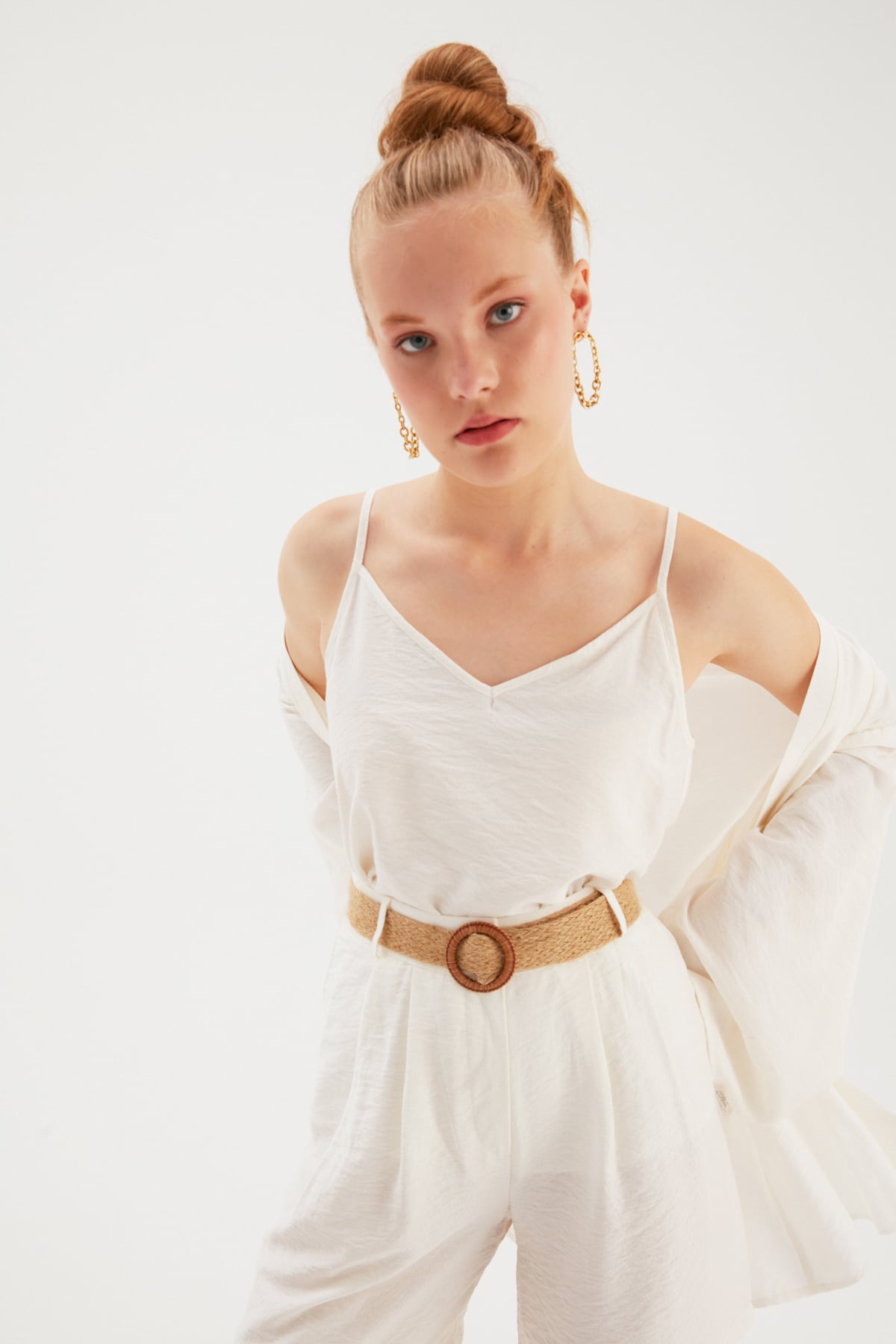 Linen Strap Blouse - ECRU
