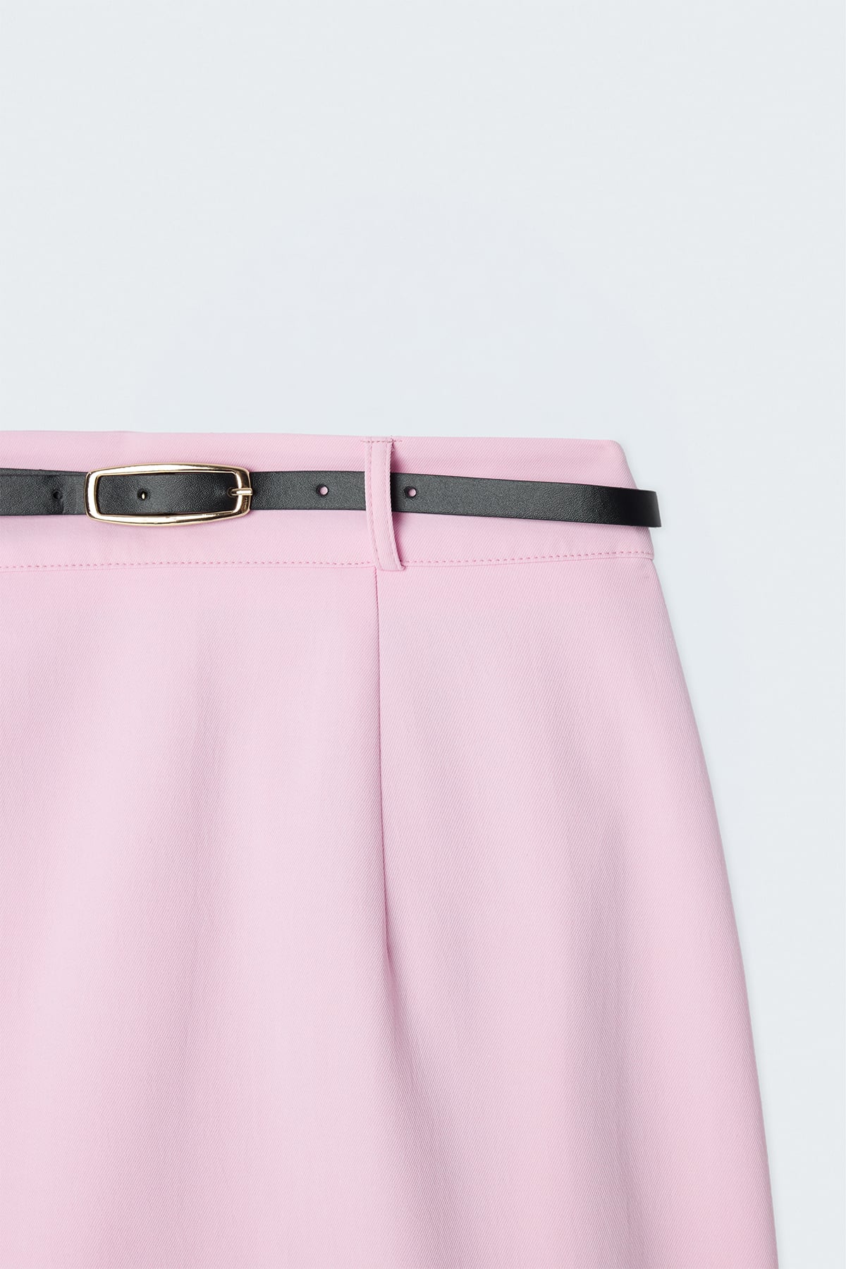 Linen-Look Mini Skirt - Pınk
