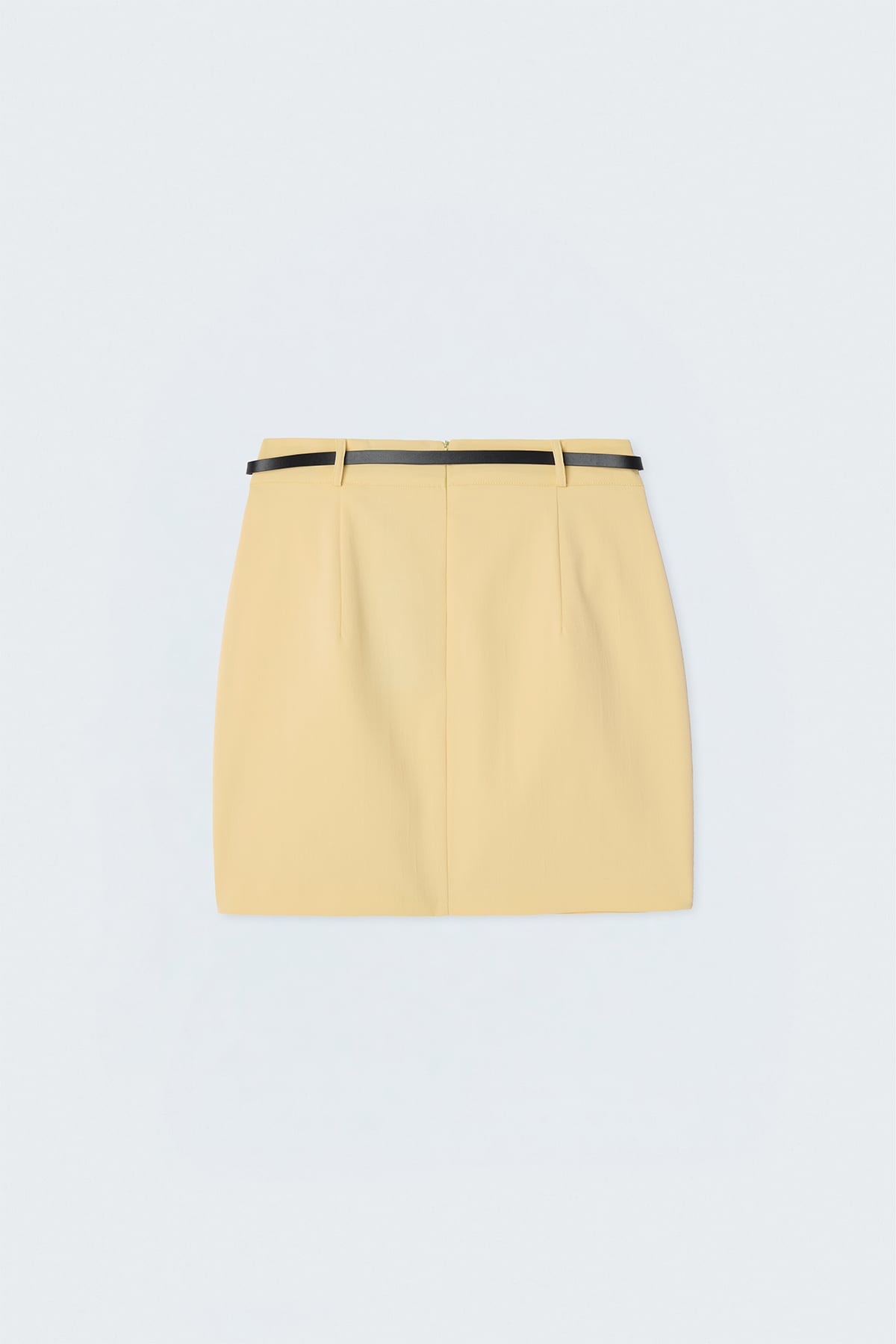 Linen-Look Mini Skirt - Yellow