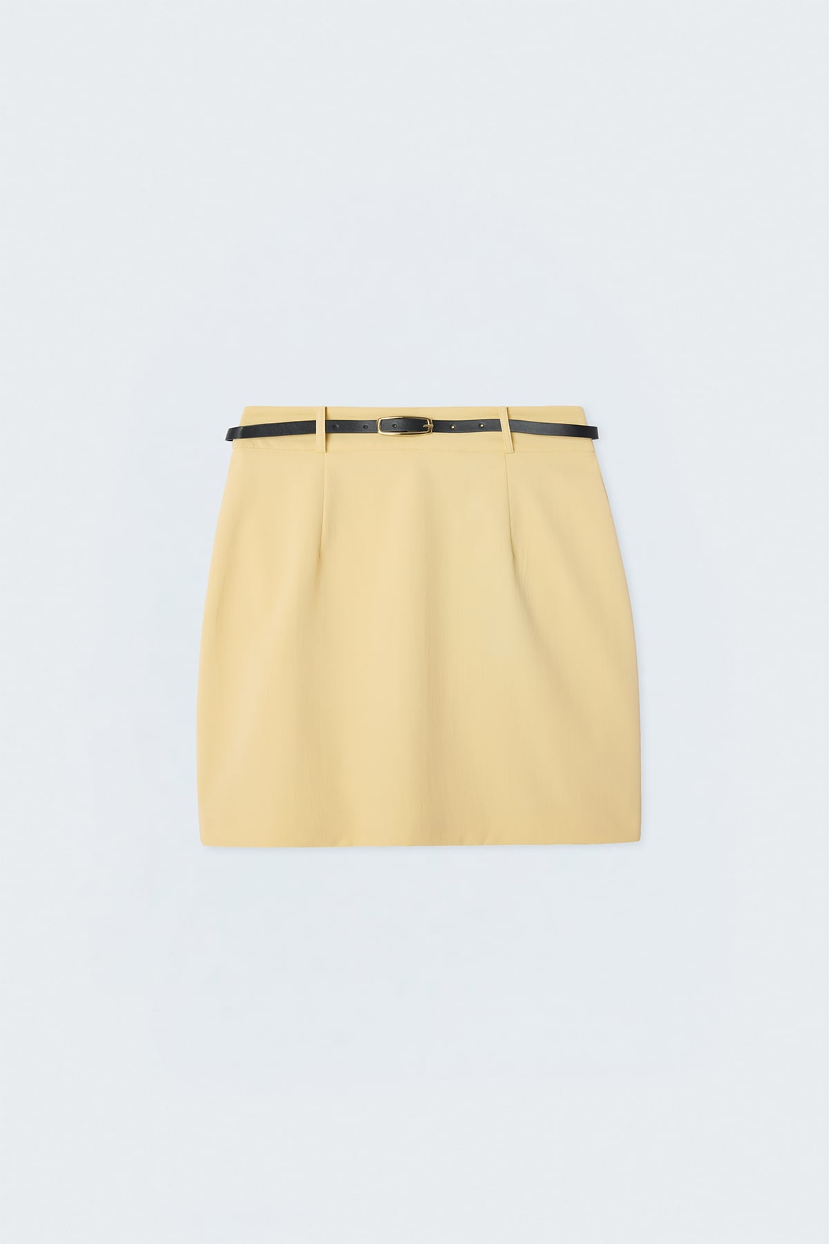 Linen-Look Mini Skirt - Yellow