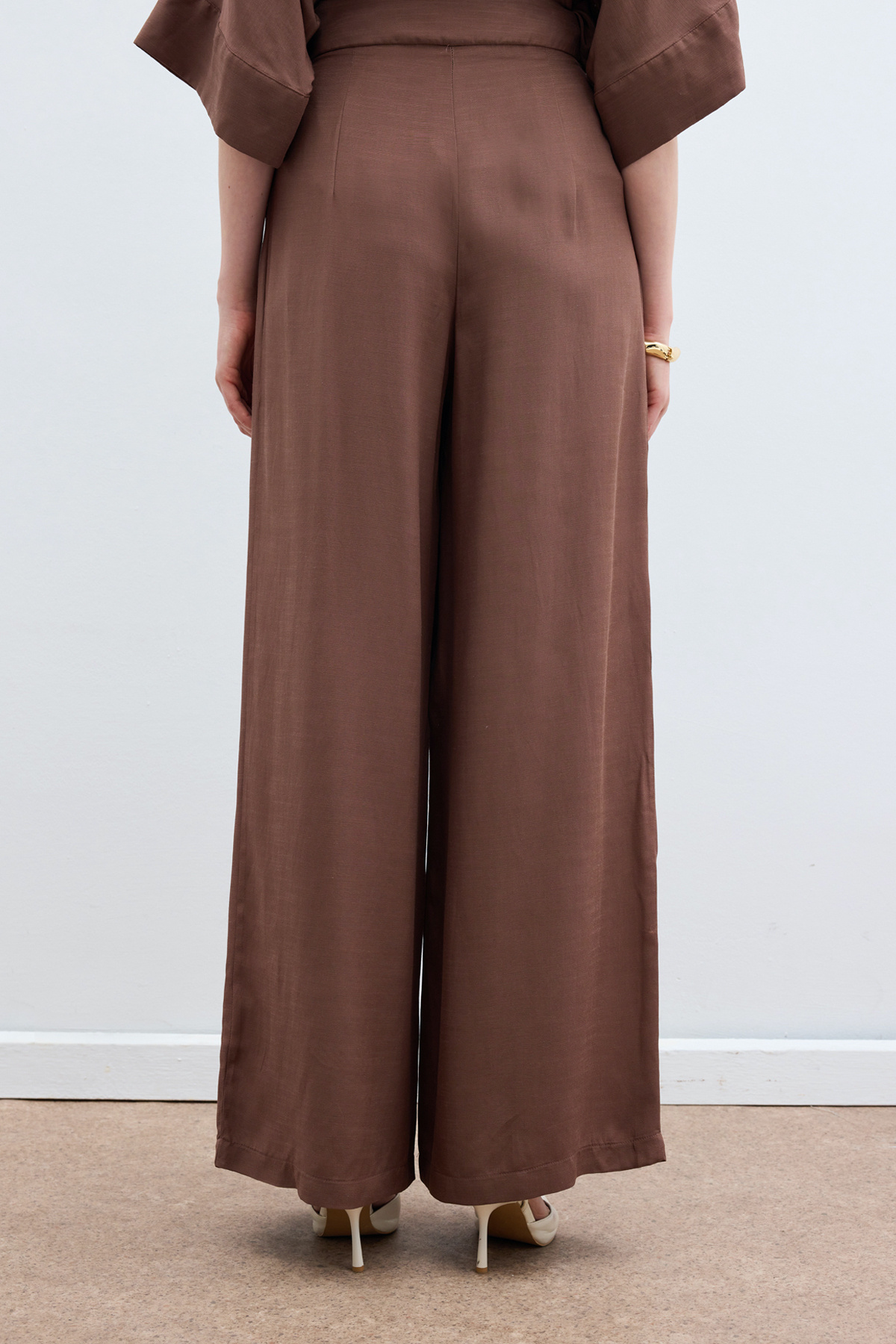 Keten Karışımlı Pantolon - Kahve