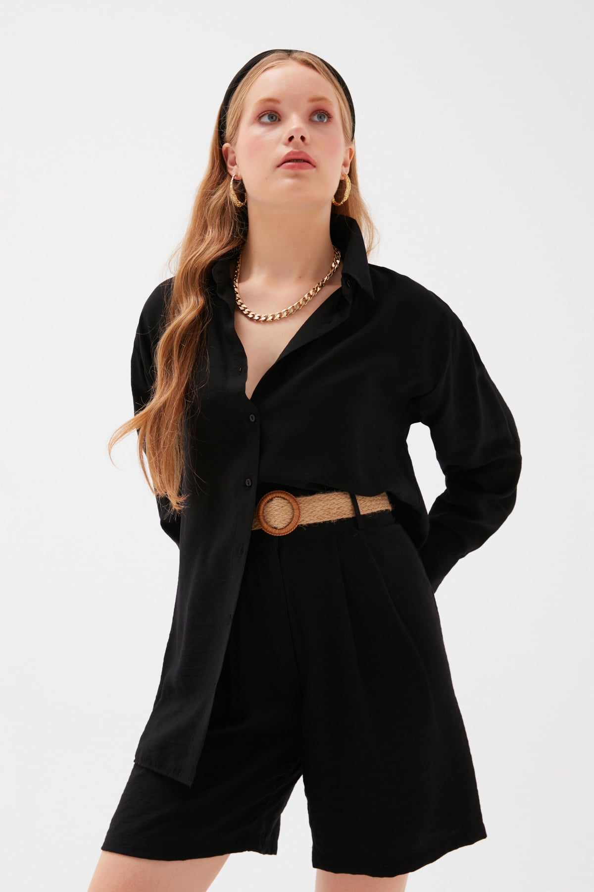 Linen Loose Shirt - BLACK