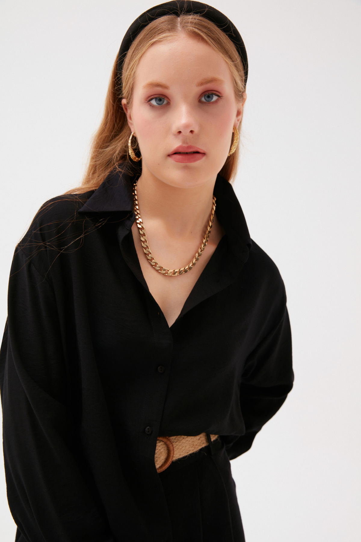 Linen Loose Shirt - BLACK