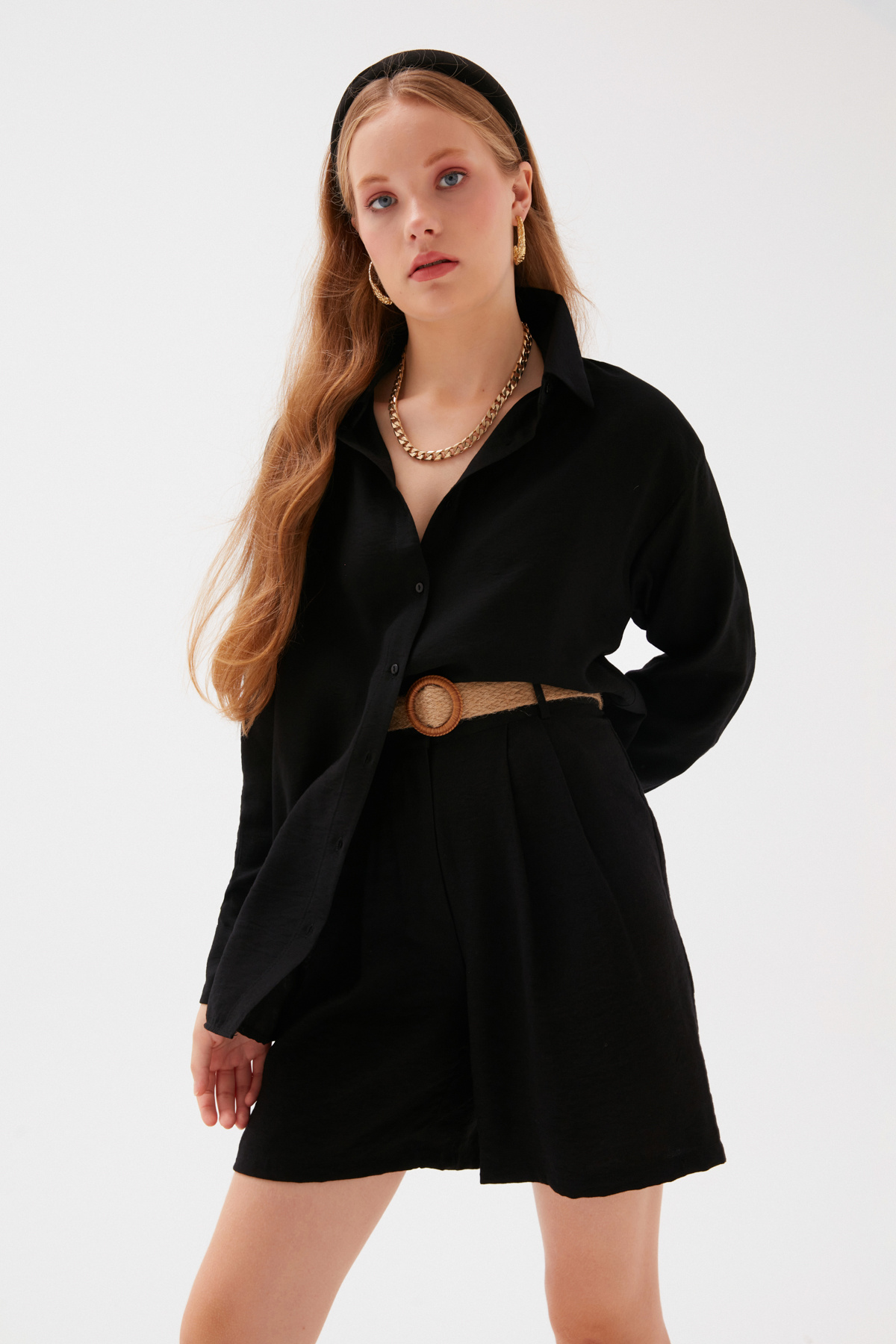 Linen Loose Shirt - BLACK