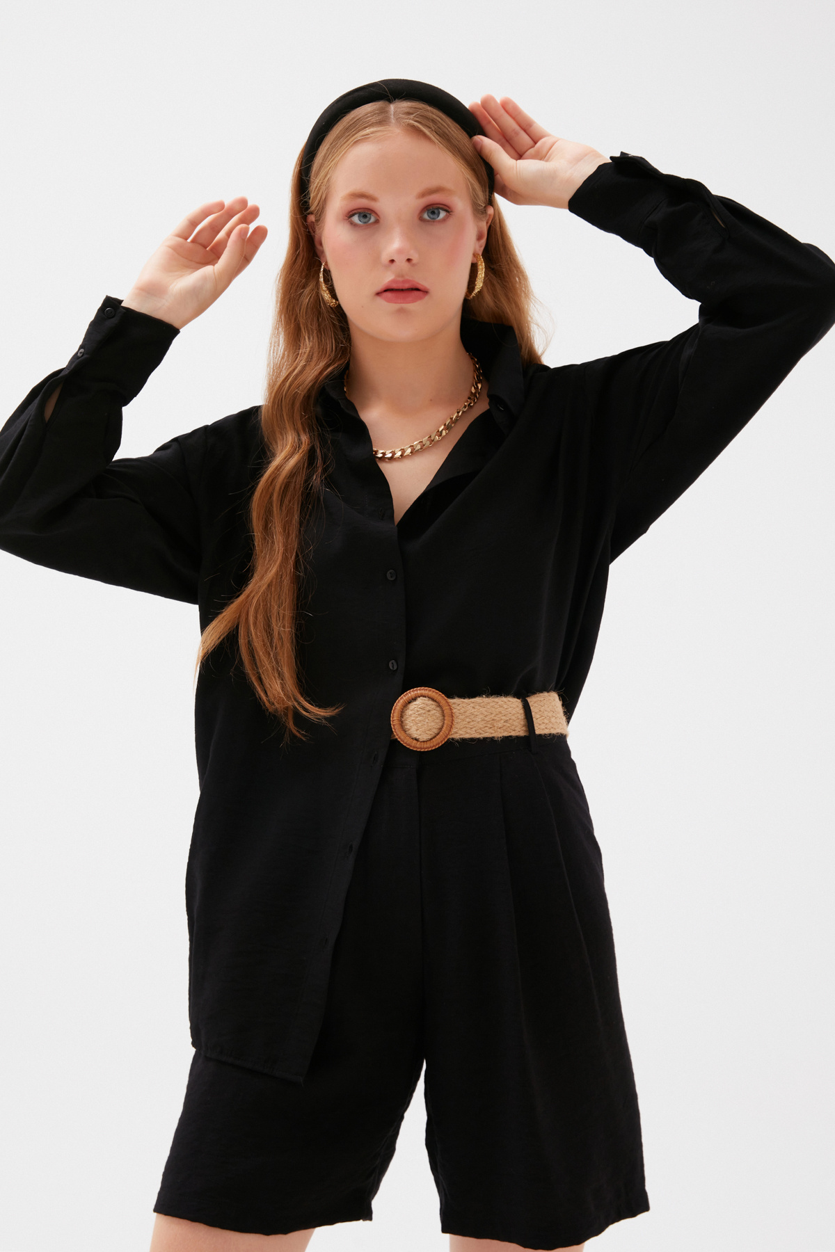 Linen Loose Shirt - BLACK