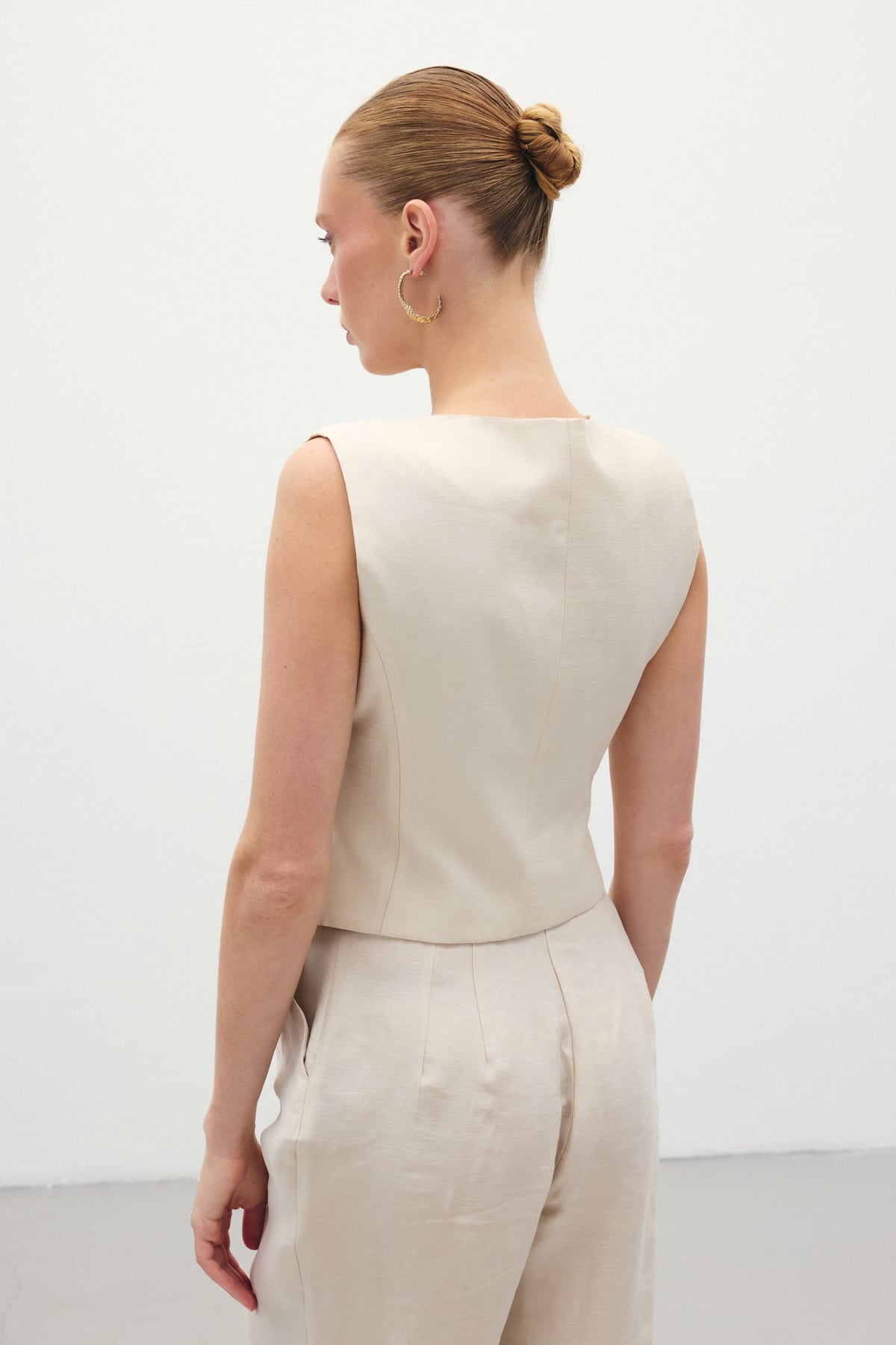 Linen Vest - Stone