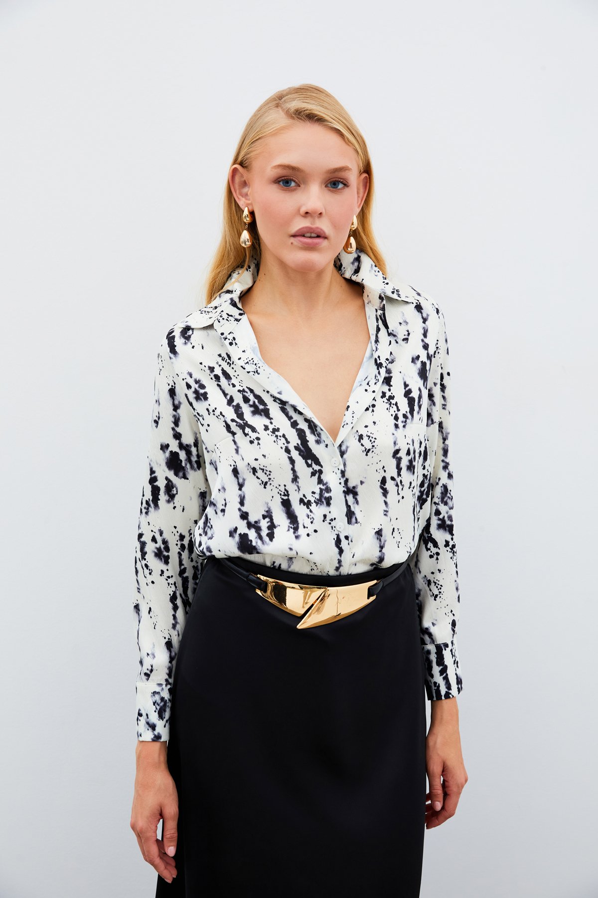 Kırçıllı Uzun Gömlek - SİYAH