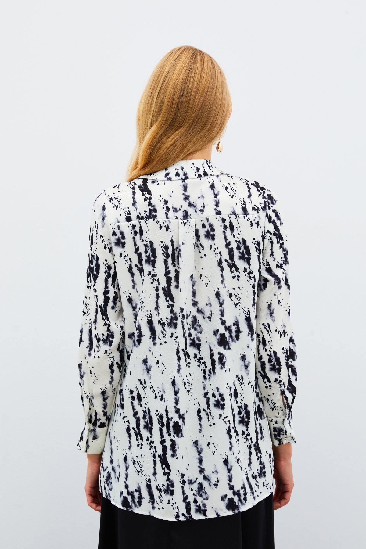 Kırçıllı Uzun Gömlek - SİYAH