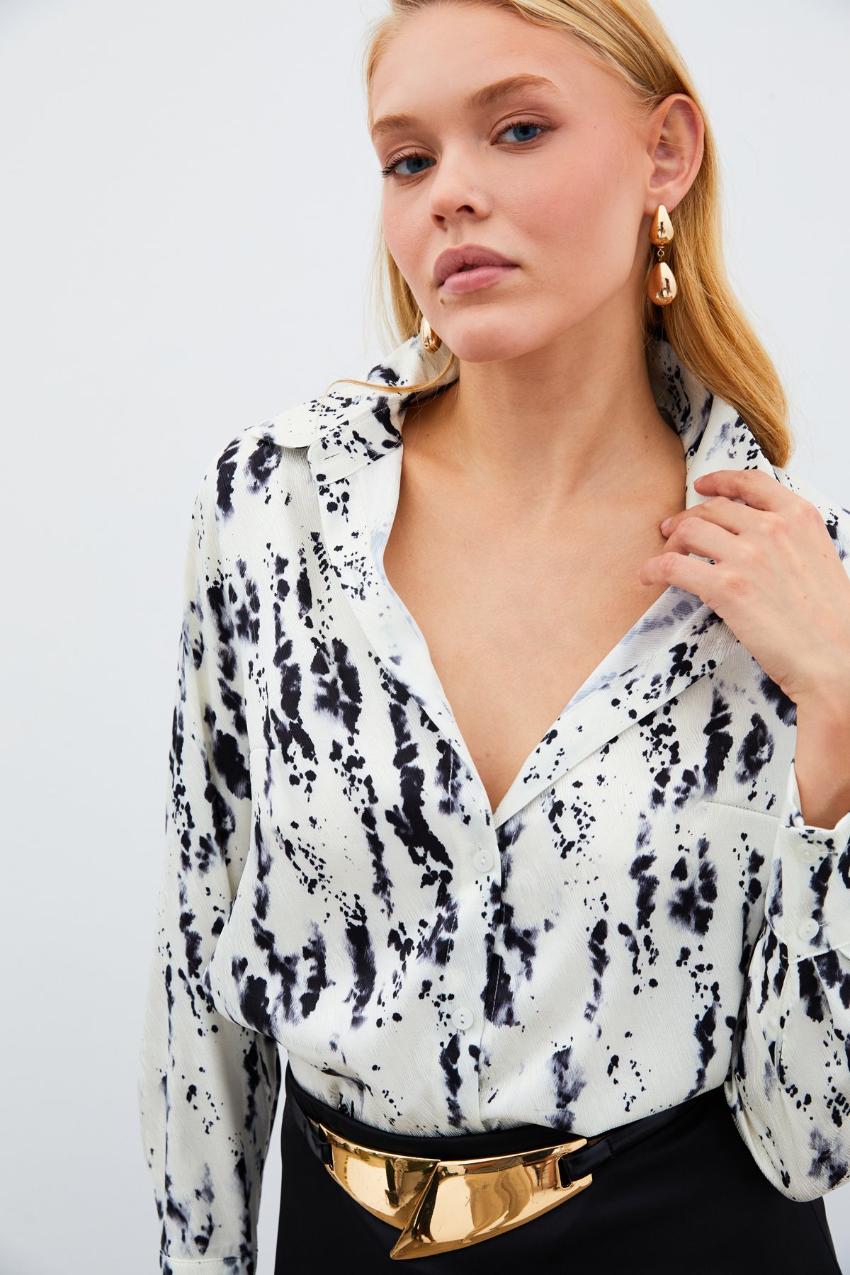 Kırçıllı Uzun Gömlek - SİYAH