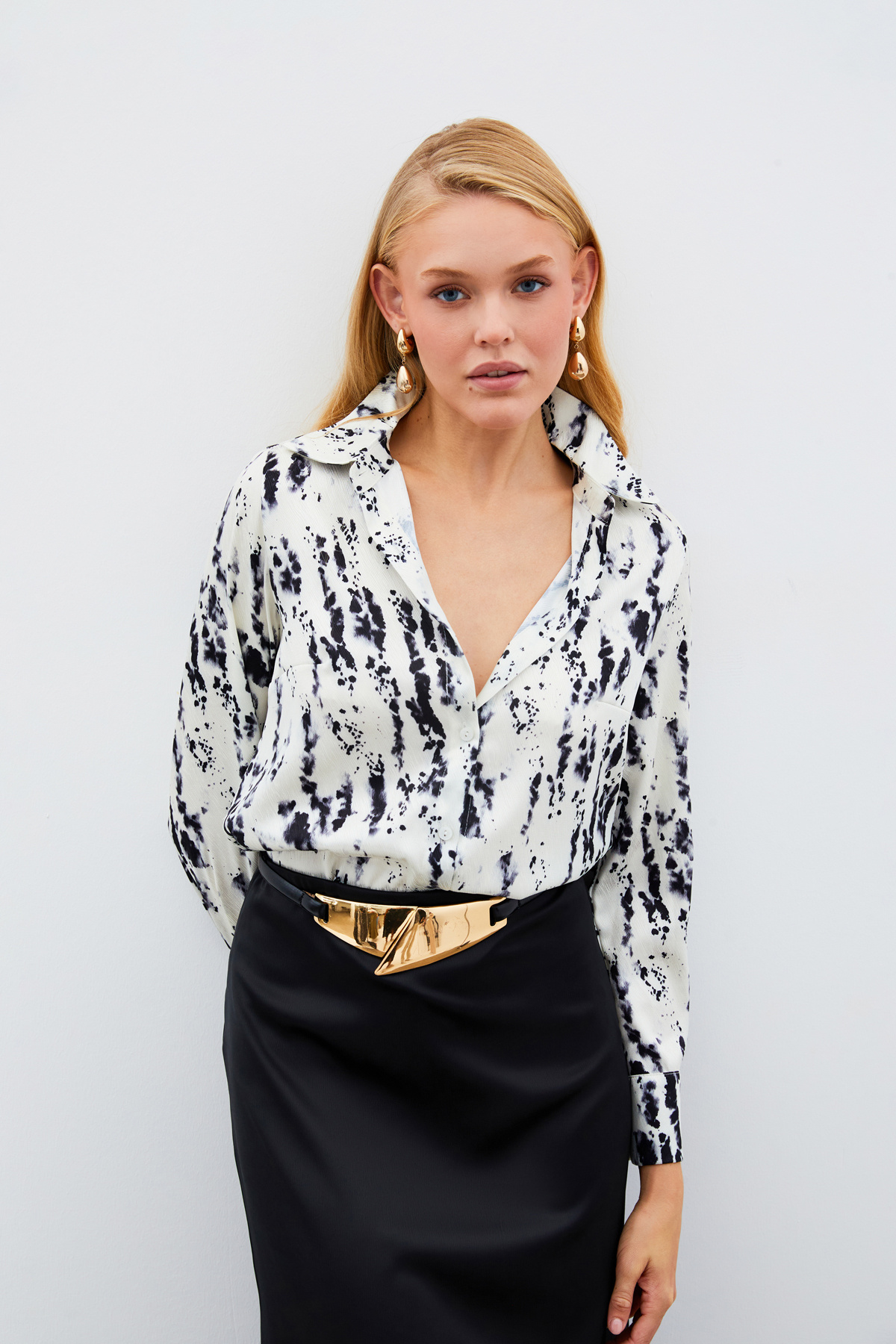 Kırçıllı Uzun Gömlek - SİYAH