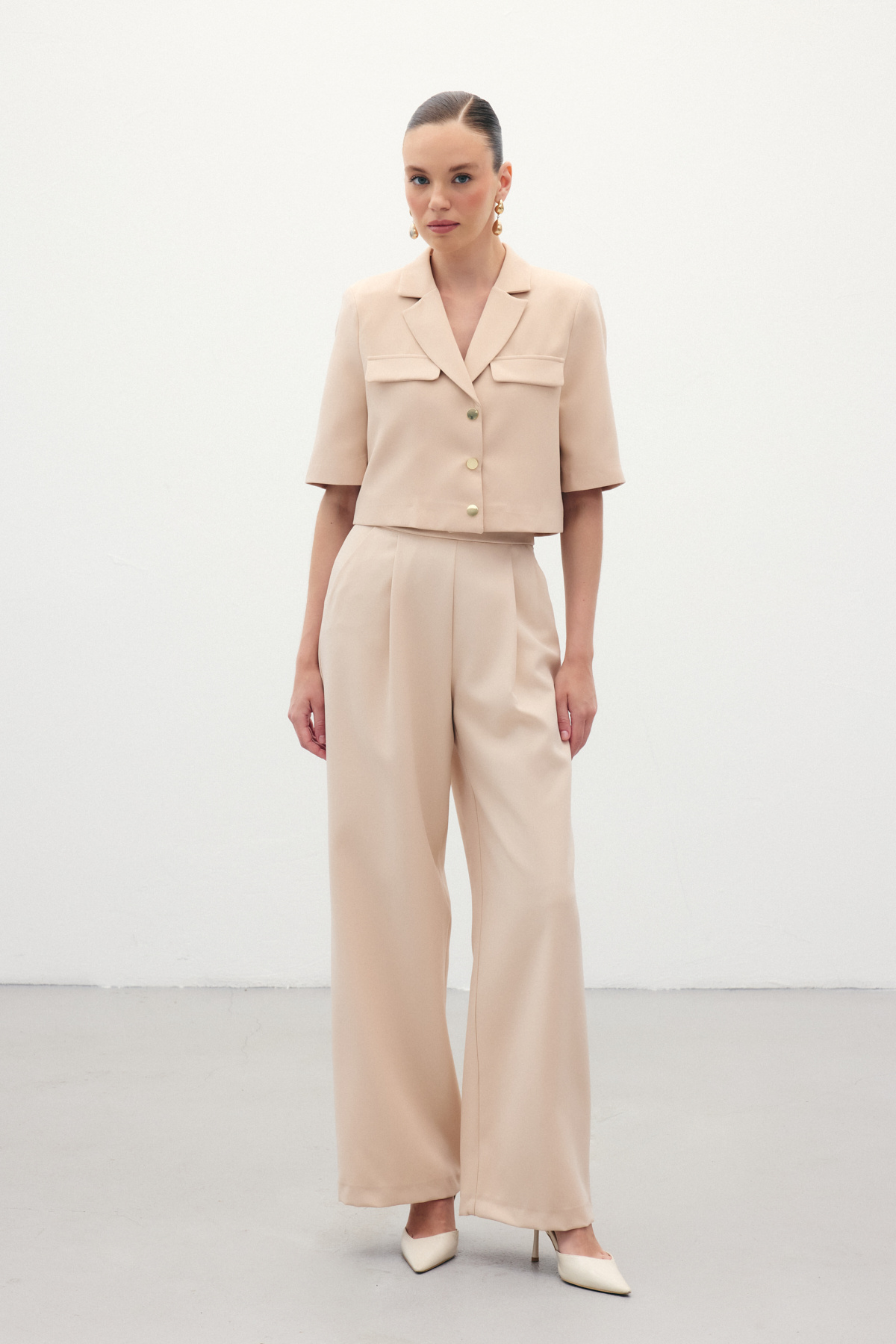 Kısa Kollu Ceket - Bej