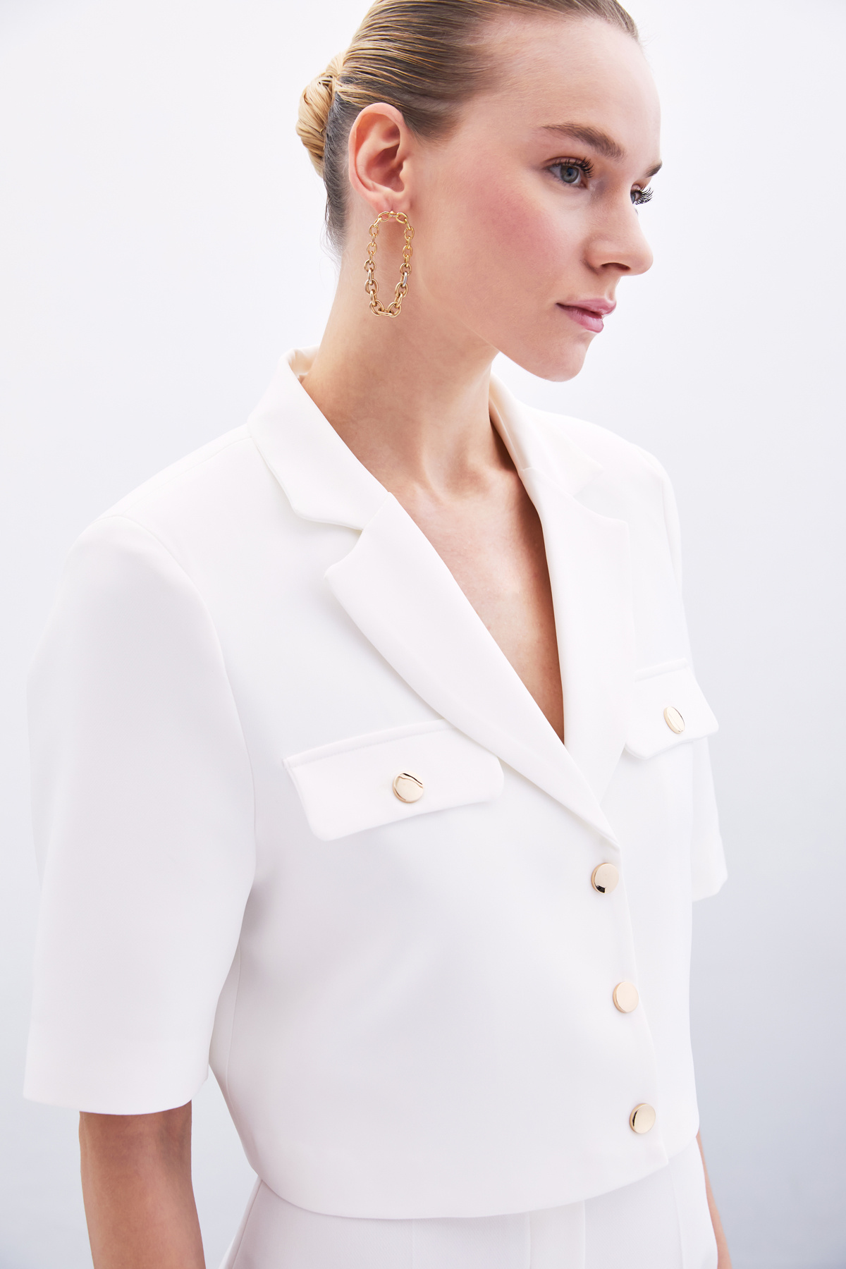 Kısa Kollu Ceket - Ekru