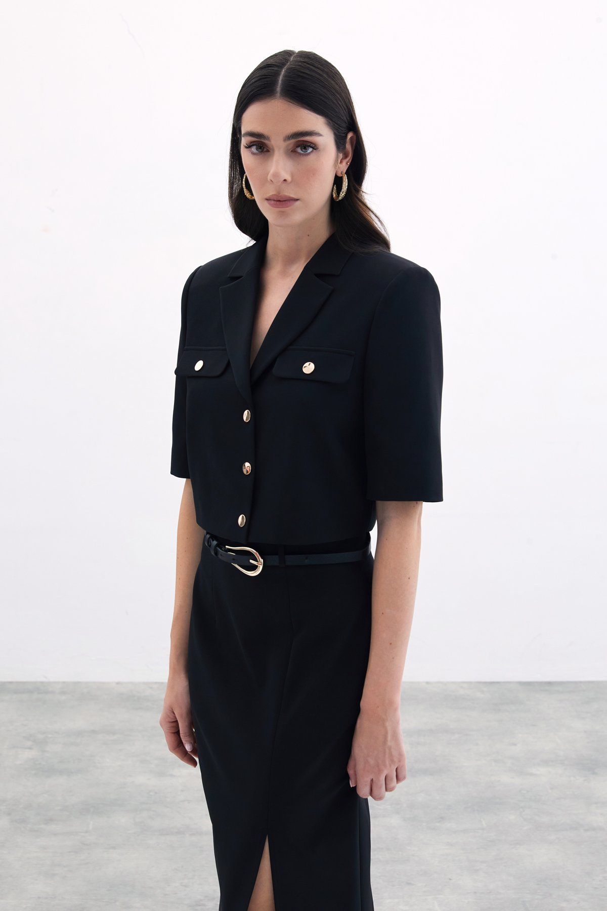Kısa Kollu Ceket - Siyah