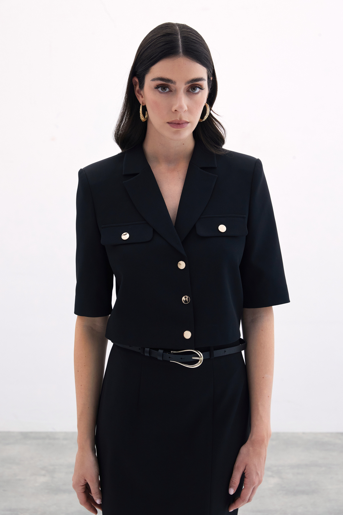 Kısa Kollu Ceket - Siyah