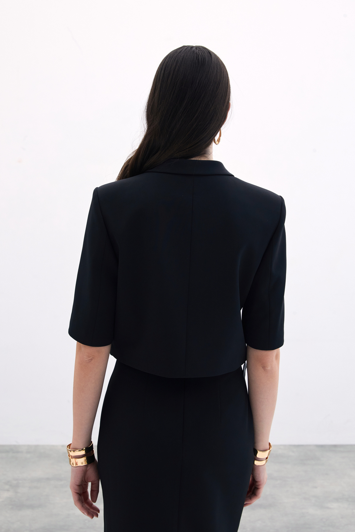 Kısa Kollu Ceket - Siyah