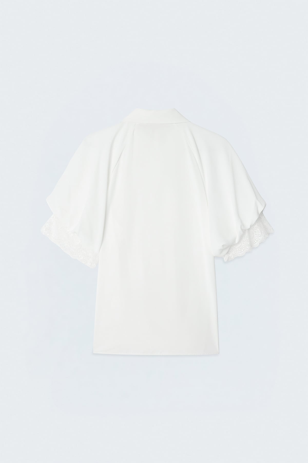 Short Sleeve Lace Detailed Shirt - Ecru
