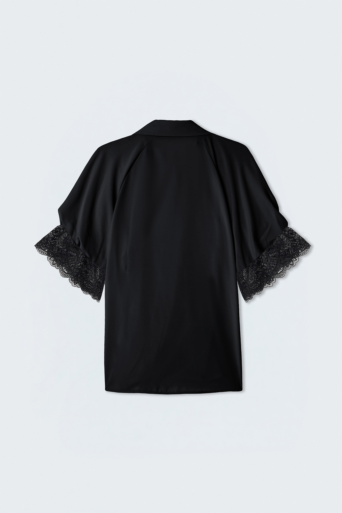 Short Sleeve Lace Detailed Shirt - Black