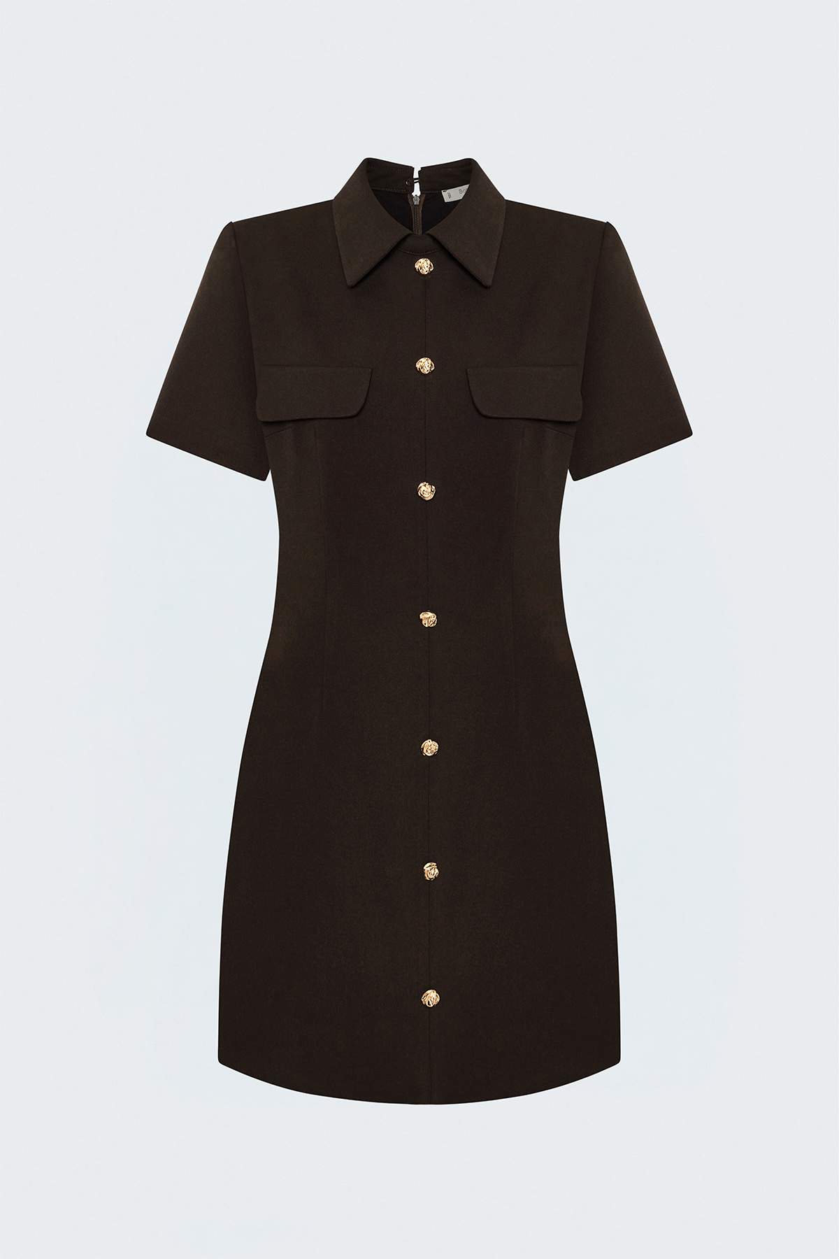 Short-Sleeve Mini Dress - Brown