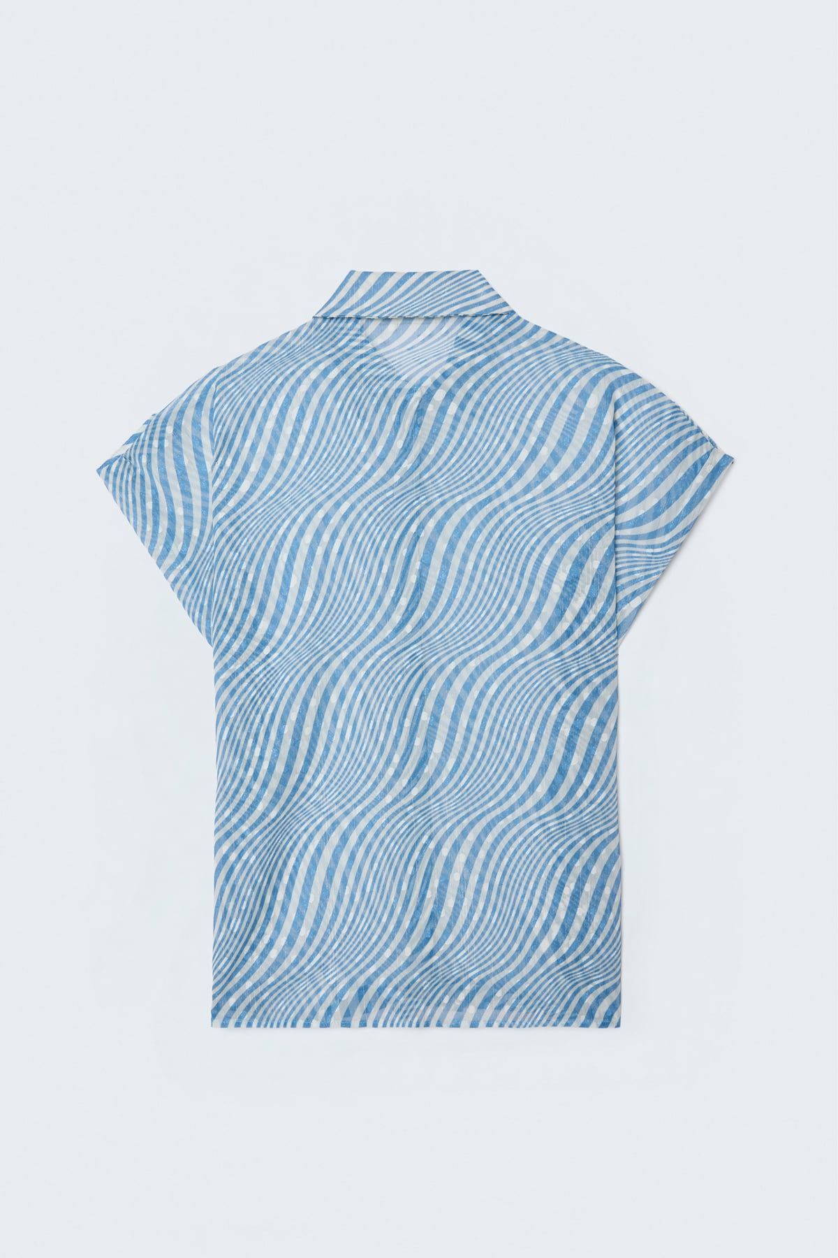 Short-Sleeved Zebra Print Shirt - Blues