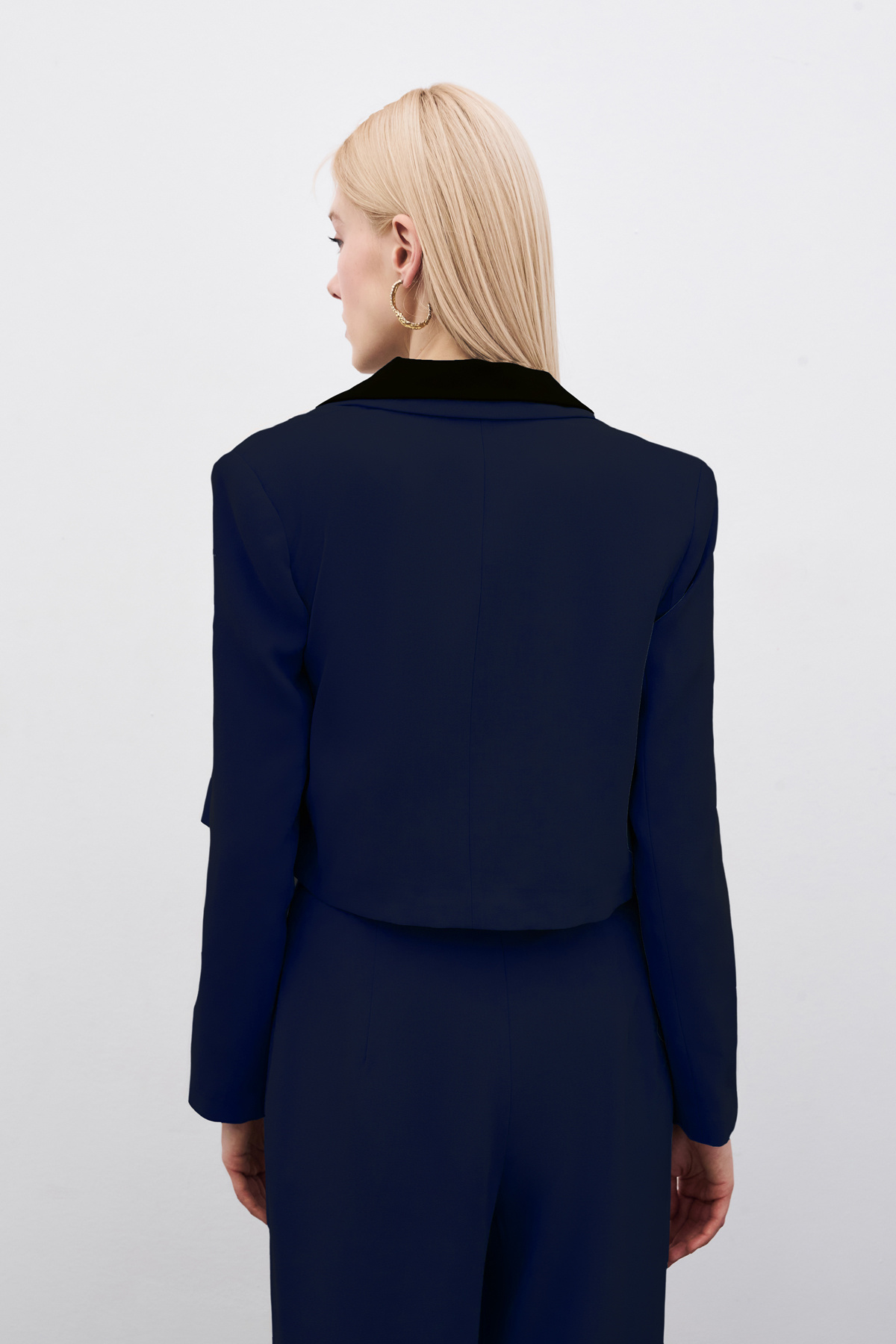 Kısa Krep Ceket - Lacivert