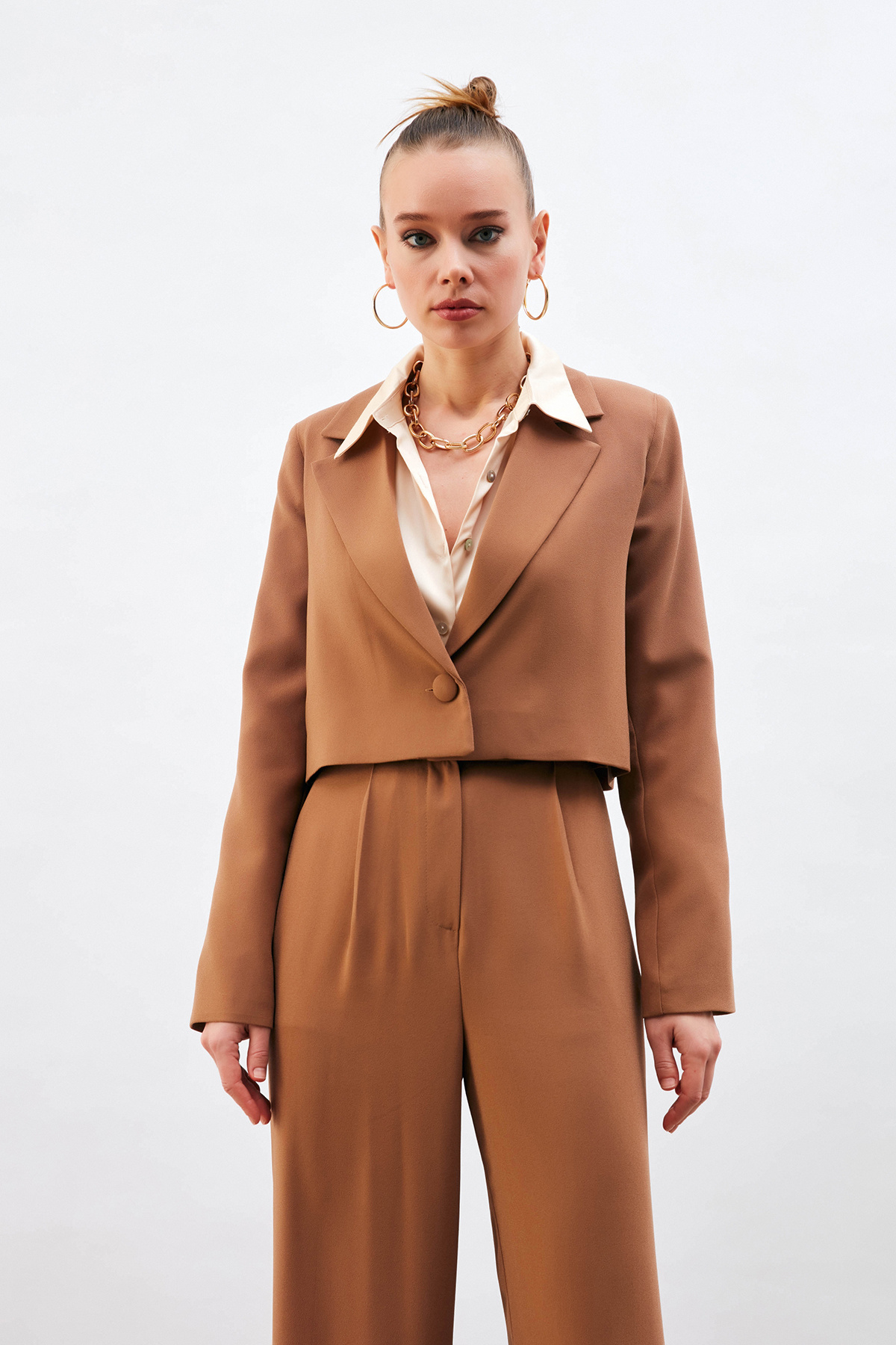 Short Crepe Jacket - MINK